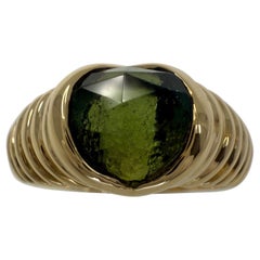 Rare Vintage Bvlgari Tourmaline Fancy Rose Cushion 18k Yellow Gold Doppio Ring