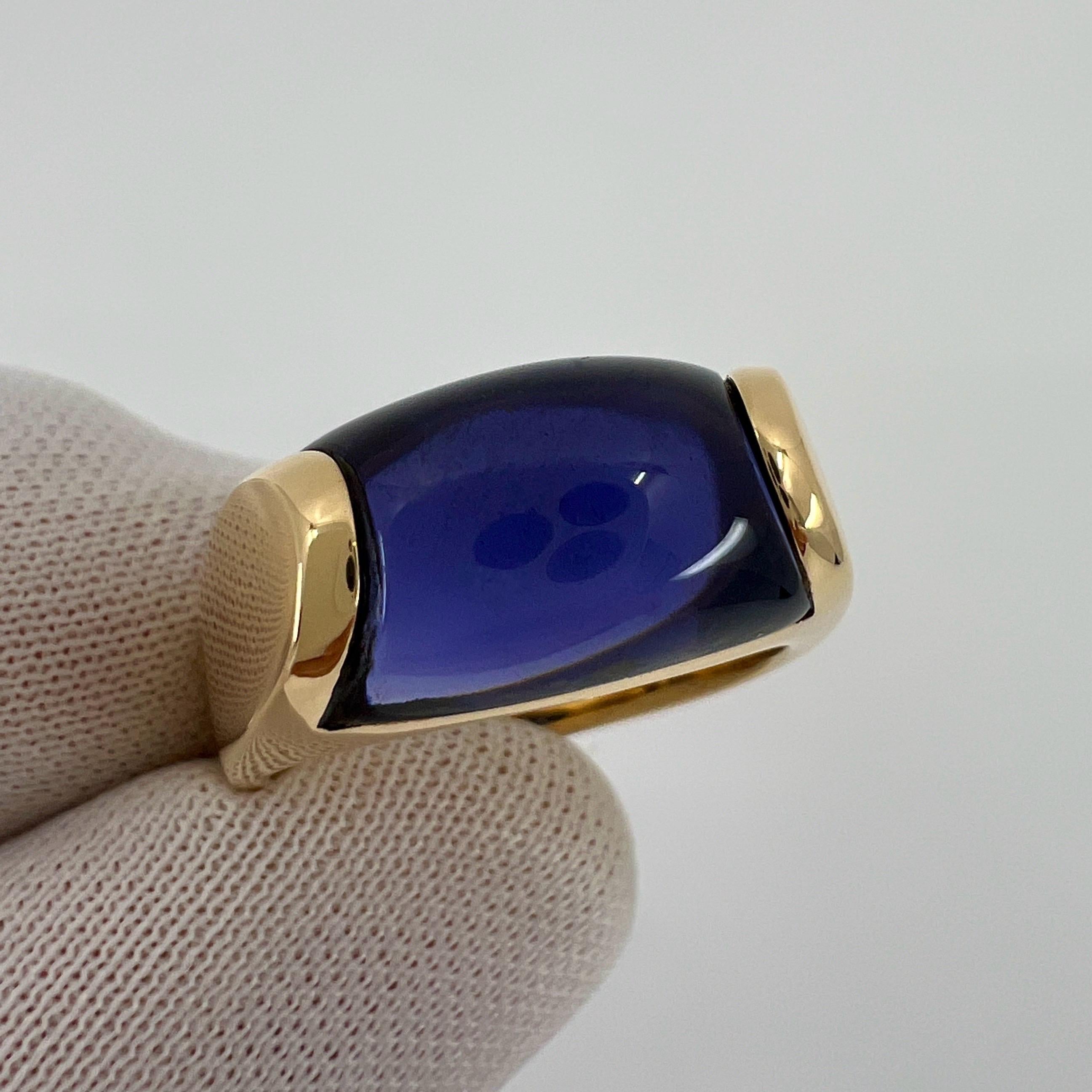Rare Vintage Bvlgari Tronchetto 18k Yellow Gold Blue Purple Iolite Ring 6
