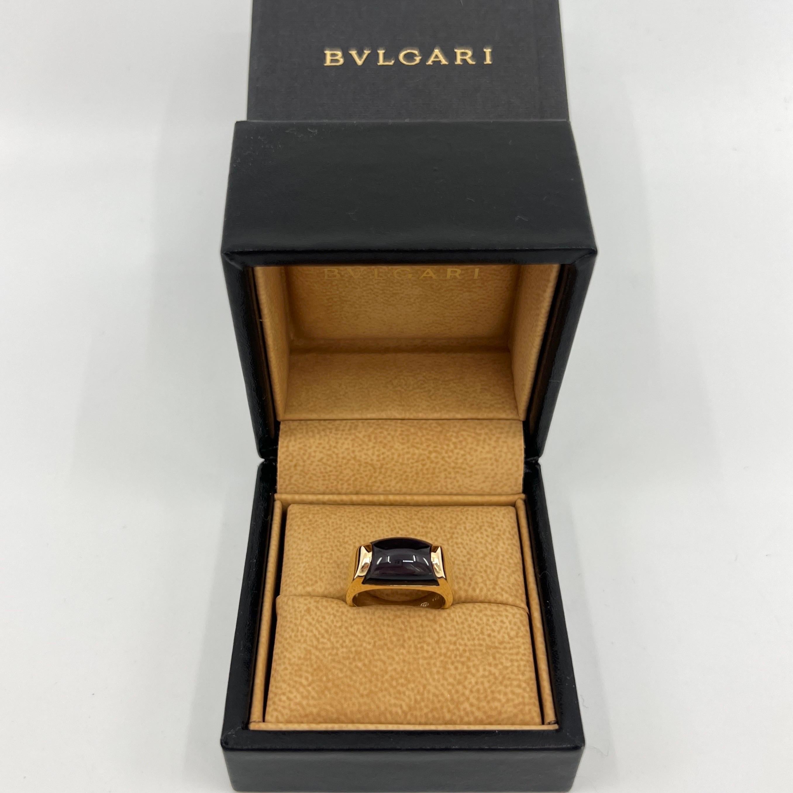 Rare Bvlgari Blue Purple Iolite Tronchetto 18k Yellow Gold Ring.

Beautiful domed purple blue iolite set in a fine 18k yellow gold tension set ring.

In excellent condition, has been professionally polished and cleaned.

Ring size: UK L1/2 - US 6 -