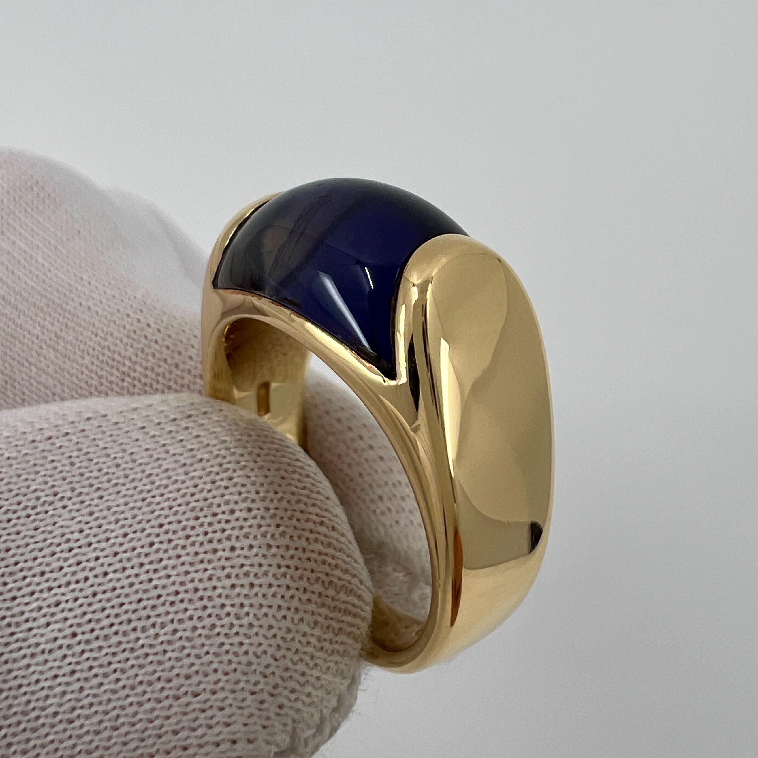 Women's or Men's Rare Vintage Bvlgari Tronchetto 18k Yellow Gold Blue Purple Iolite Ring