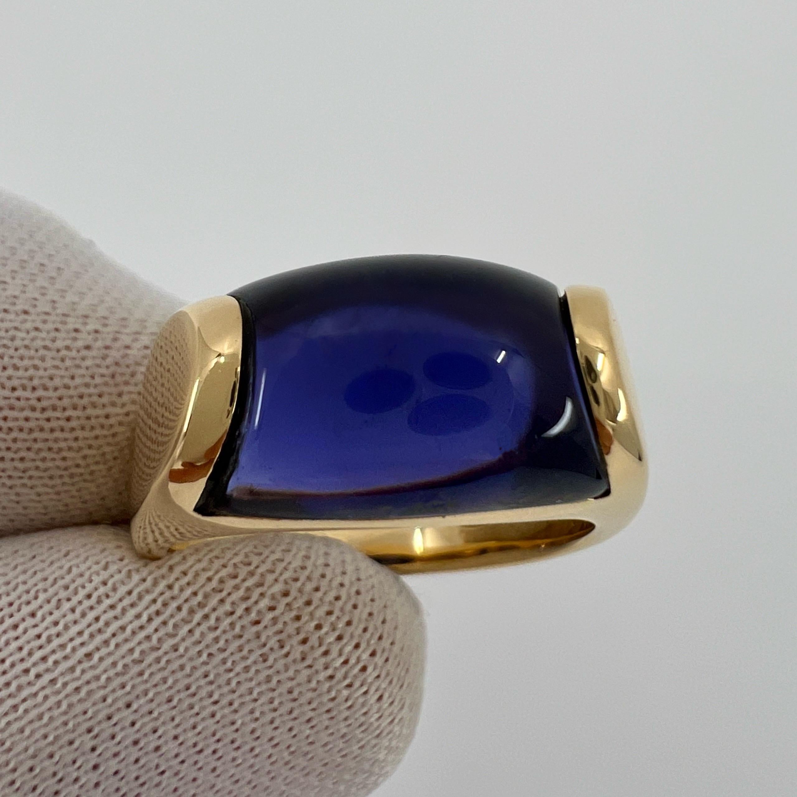 Rare Vintage Bvlgari Tronchetto 18k Yellow Gold Blue Purple Iolite Ring 1