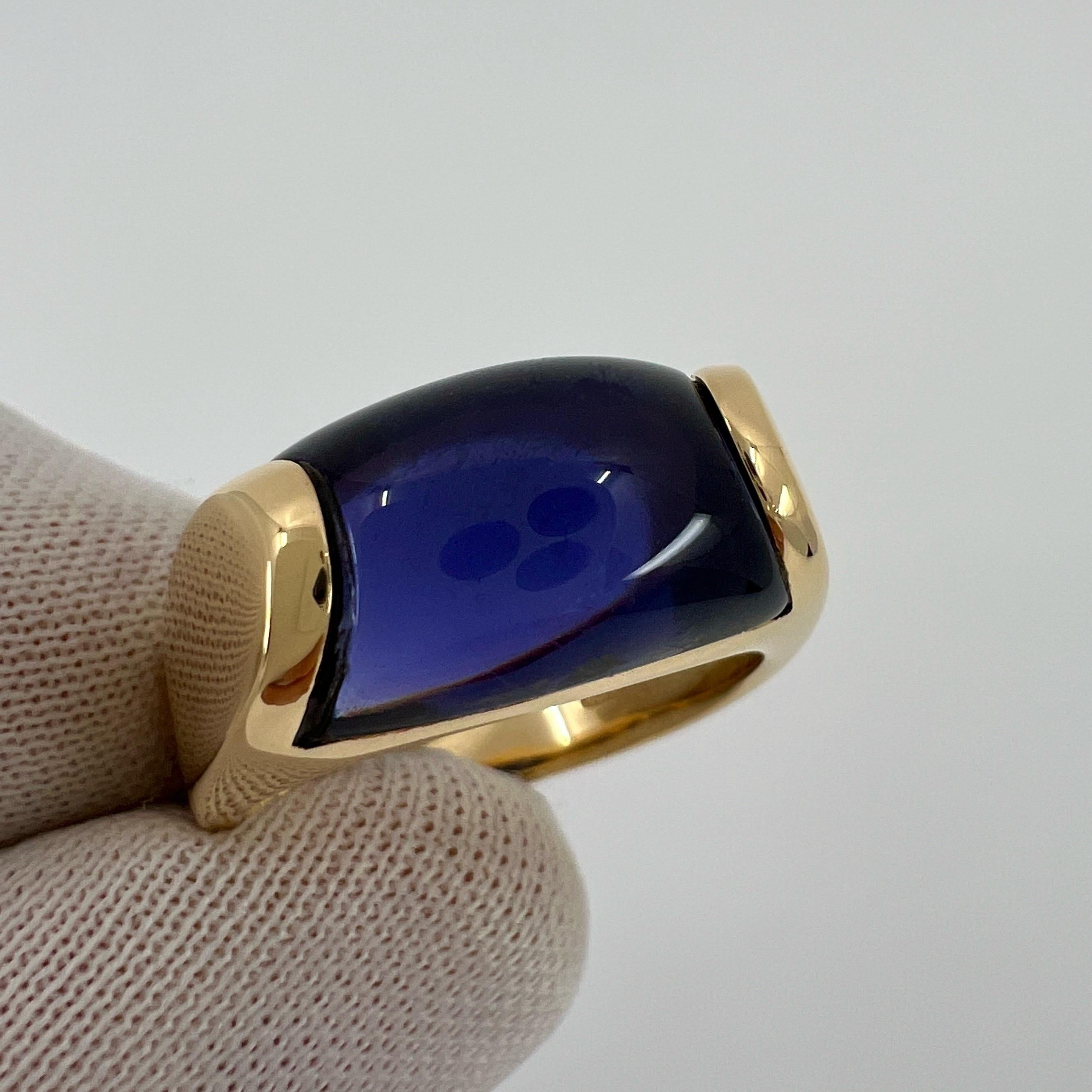 Rare Vintage Bvlgari Tronchetto 18k Yellow Gold Blue Purple Iolite Ring 3