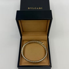 Rare Vintage Bvlgari Tubogas Parentesi Serpenti Bangle Bracelet 18k Gold & Steel