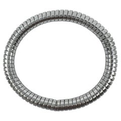 Rare Vintage Bvlgari Tubogas Parentesi Serpenti Bangle Bracelet 18k White Gold