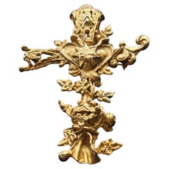 Rare vintage Byzantine cross brooch by Christian Lacroix, Comedies Francais