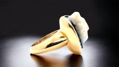 Rare bague camée ancienne en or jaune 18 carats