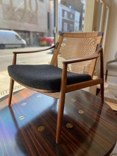 Rara poltrona d'epoca in canna e teak di Hartmut Lohmeyer Wilkham, anni '50