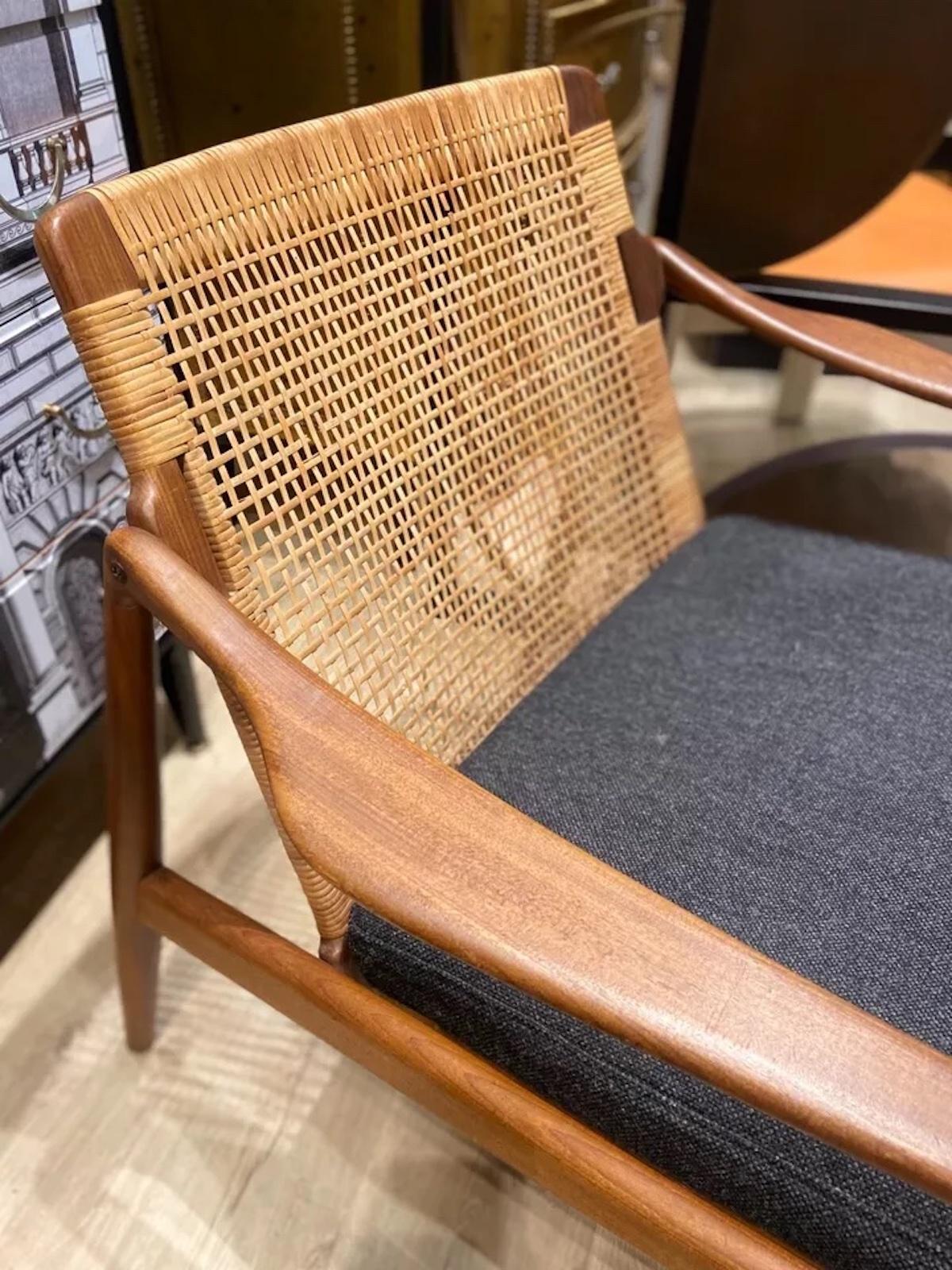 Seltener Vintage-Sessel aus Rohr und Teakholz von Hartmut Lohmeyer Wilkham, 1950er Jahre im Zustand „Gut“ in London, GB