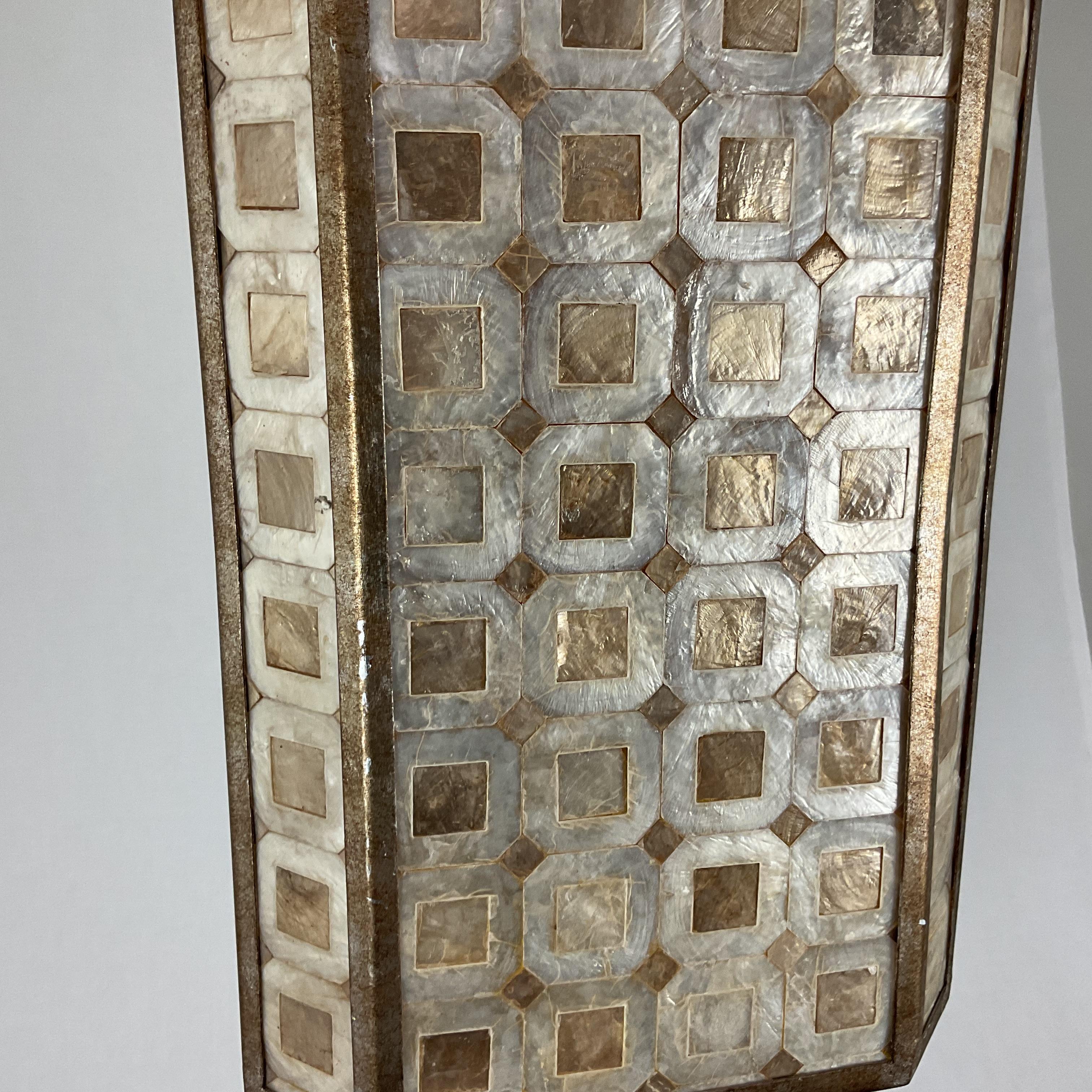 Rare Vintage Capiz Shell Mosaic Curry & Company Lantern For Sale 5