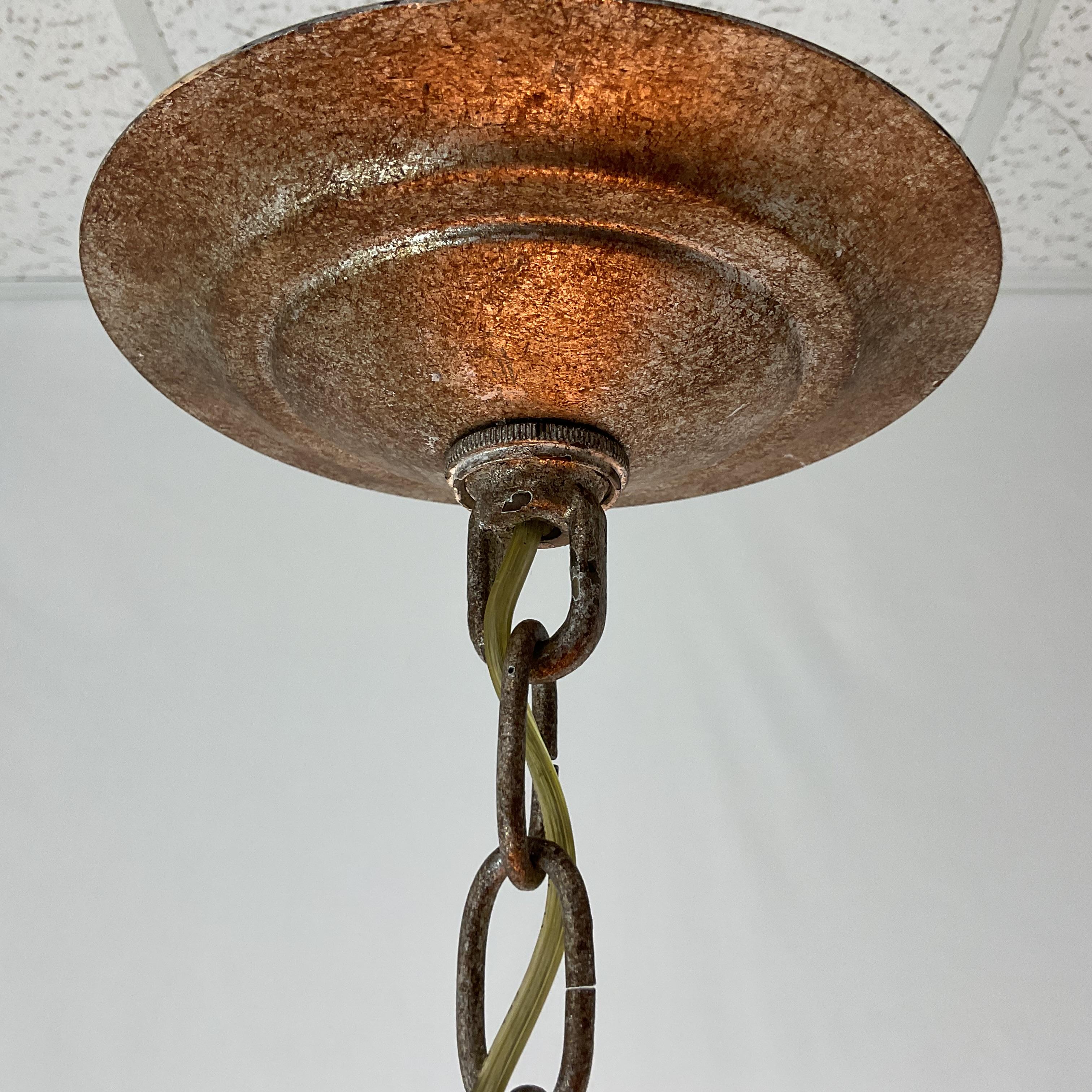 Rare Vintage Capiz Shell Mosaic Curry & Company Lantern In Good Condition For Sale In West Palm Beach, FL
