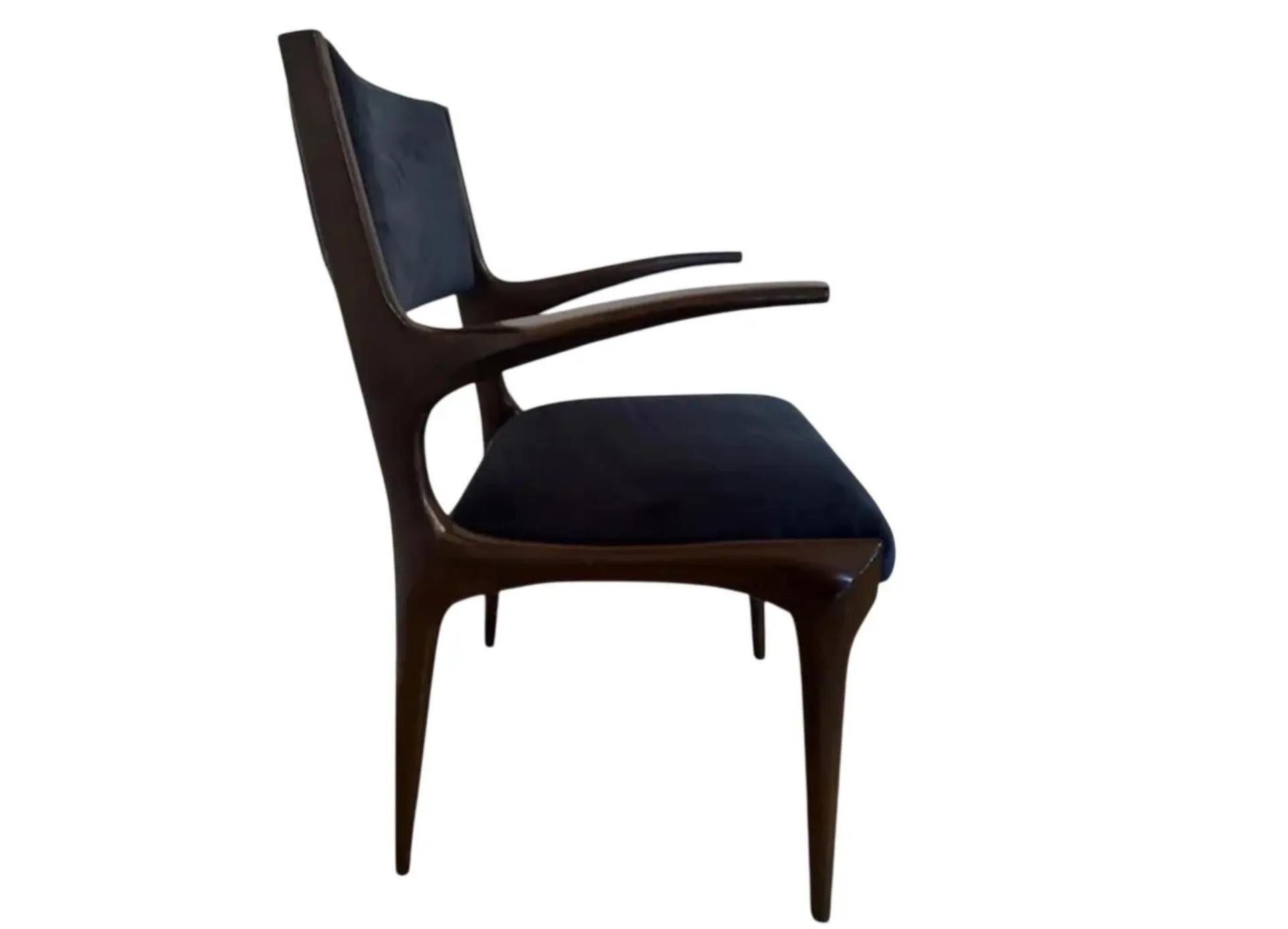 Mid-Century moderno Rara poltrona da pranzo d'epoca Carlo Di Carli - 1 di 2 in vendita
