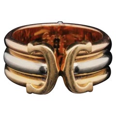 Seltener Vintage Cartier 18k Tri-Color Roségold Weißgold Doppel-C-Ring
