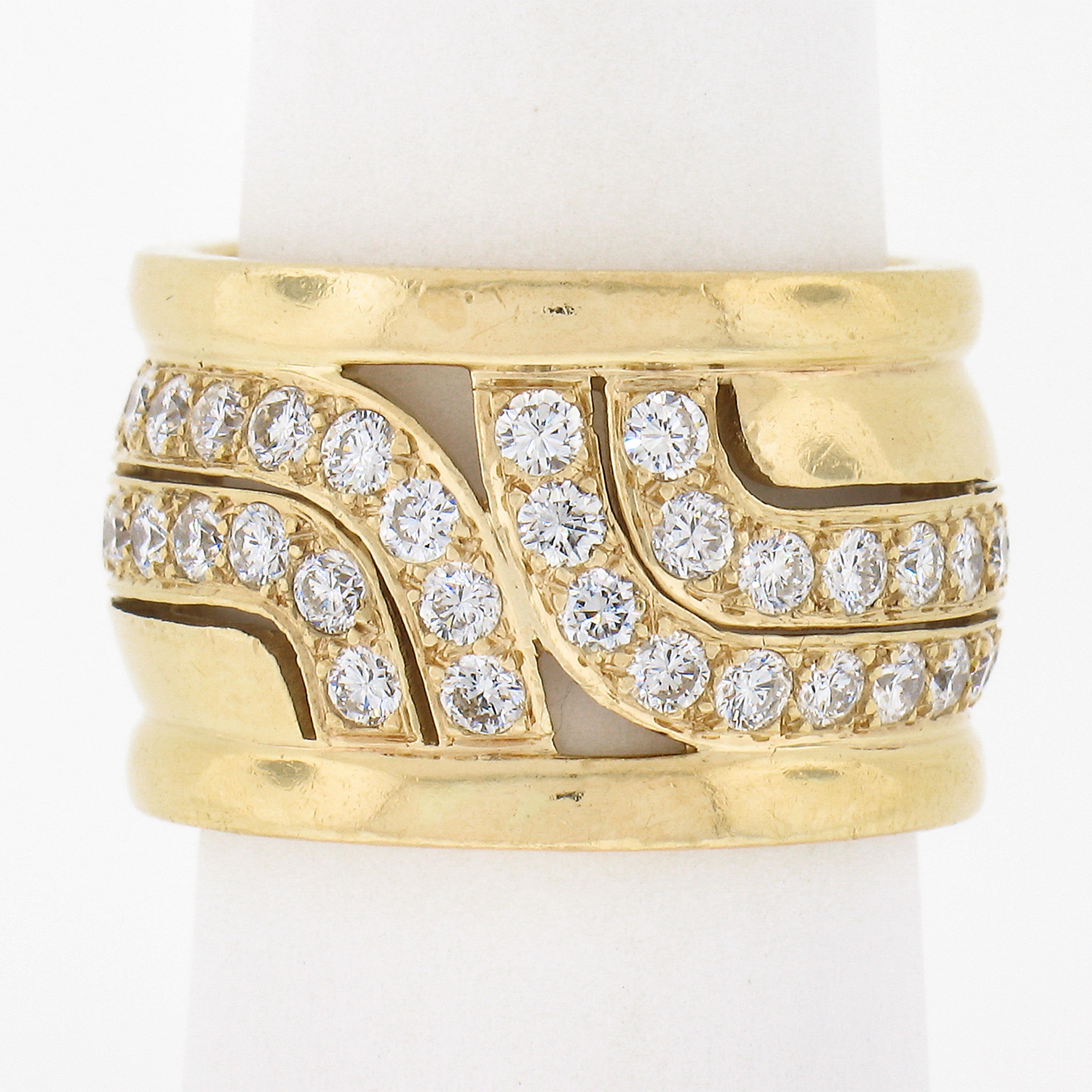 Up for sale is this rare vintage Cartier diamond band ring crafted in France from solid 18k yellow gold and properly signed with their unique serial number and stamped with the French eagle's head hallmarks. The excellent cut diamonds are so neatly