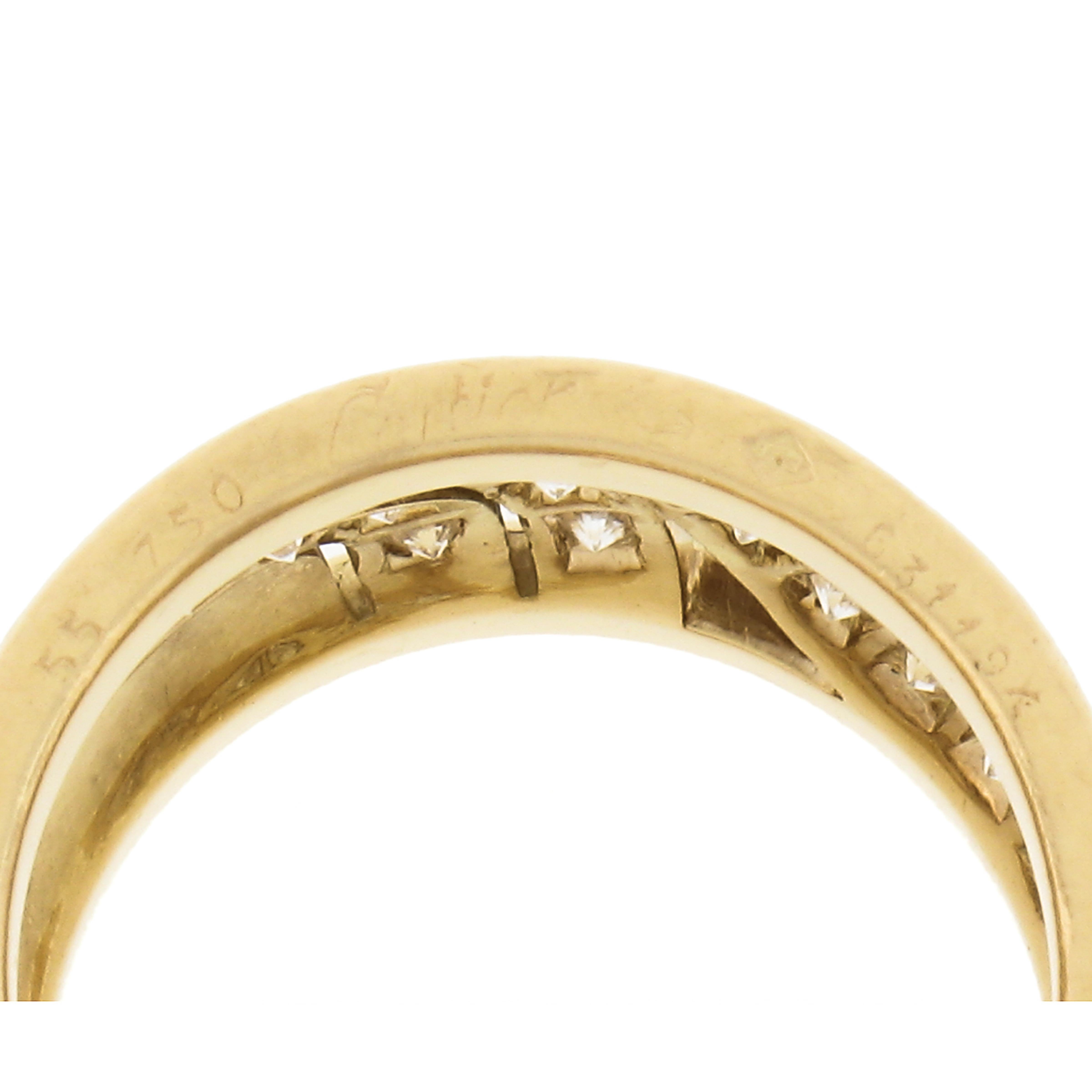 Rare Vintage Cartier 18k Yellow Gold 2.10ctw Diamond Wide Band Ring For Sale 1
