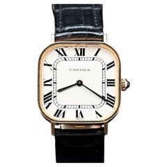 Raro Cartier d'epoca 18K YG Jumbo Cuscino Cassa Quadrante Svizzero Vento Manuale, anni '70