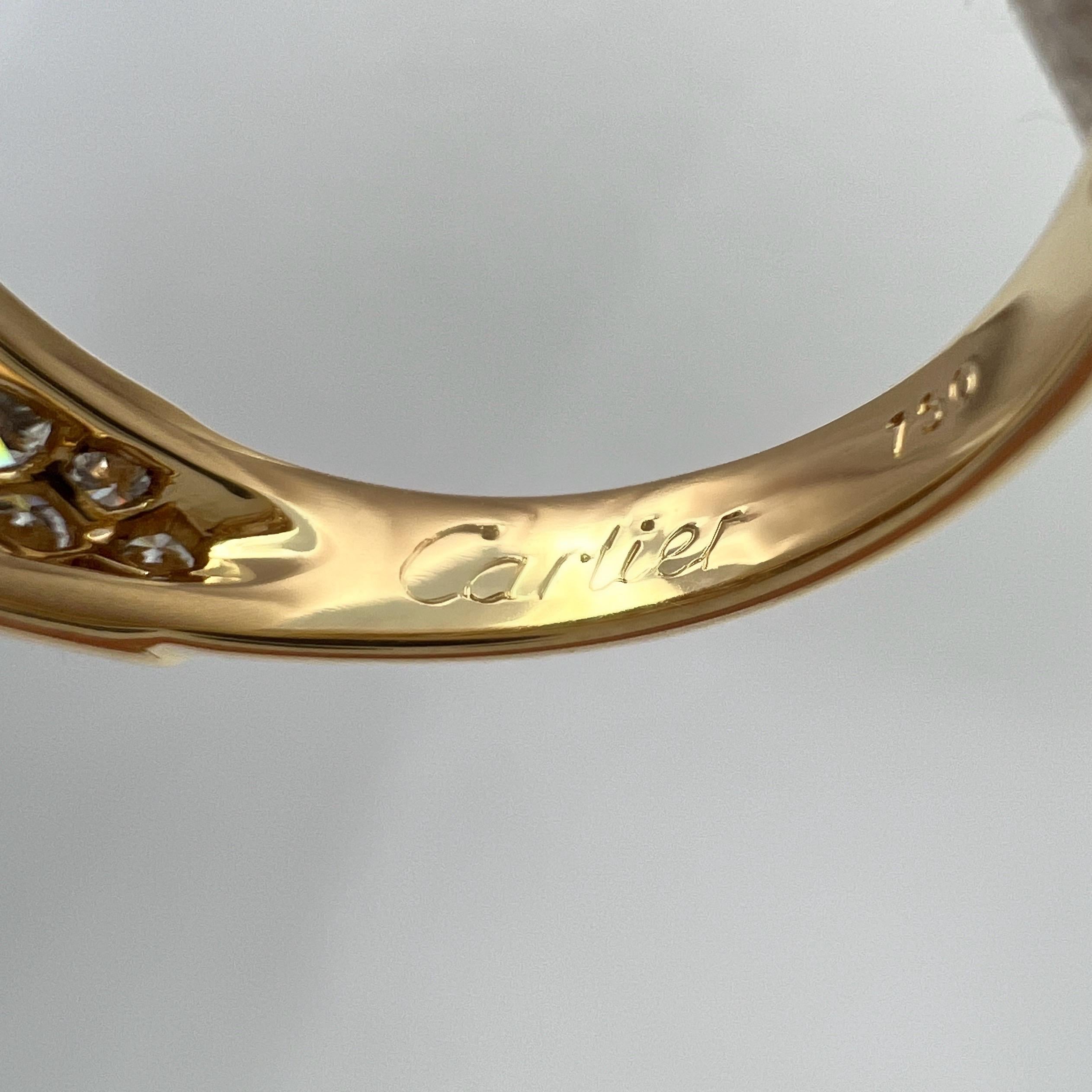 Rare Vintage Cartier 2 Carat Marquise & Pave Diamond 18k Yellow Gold Ring 55 5