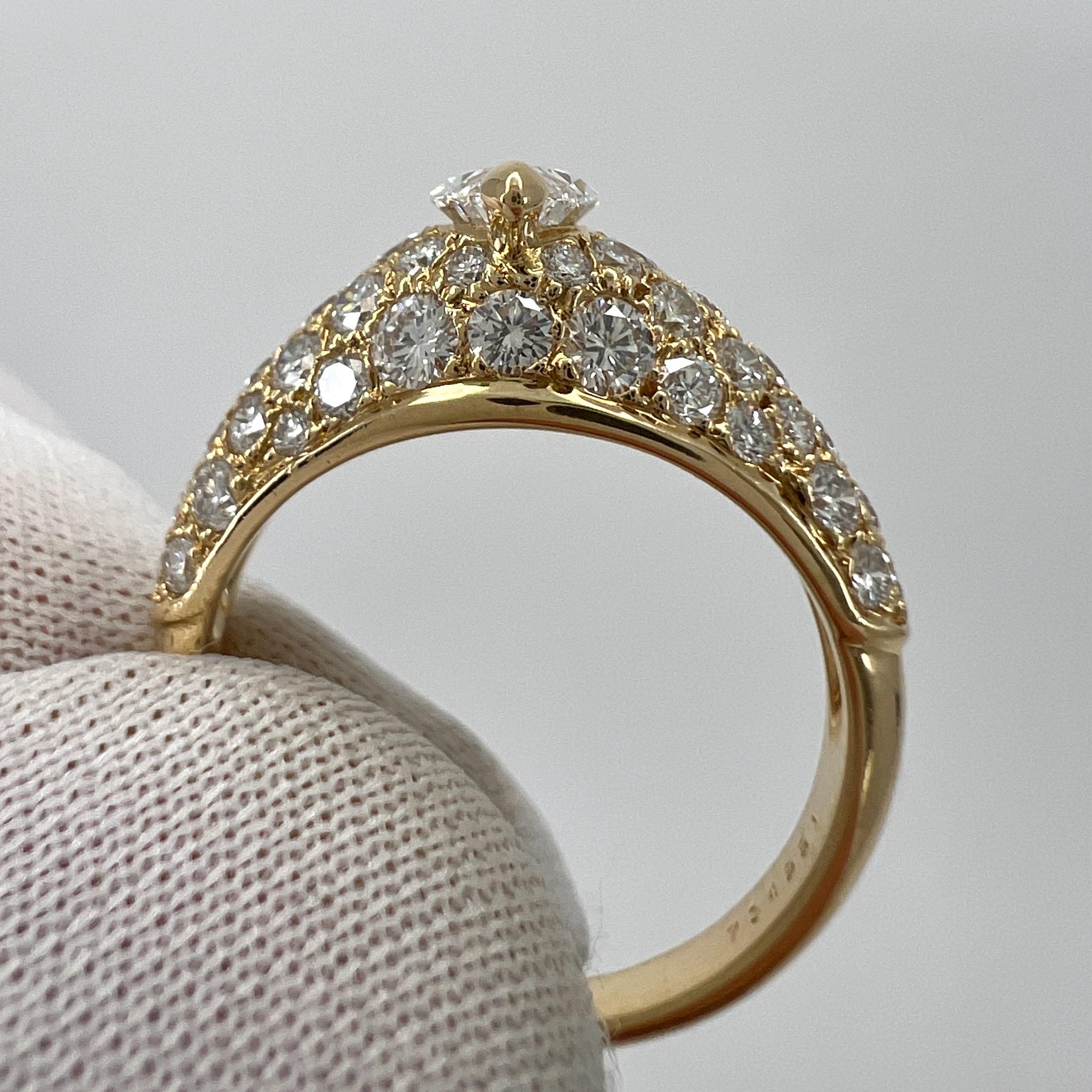 Rare Vintage Cartier 2 Carat Marquise & Pave Diamond 18k Yellow Gold Ring 55 4