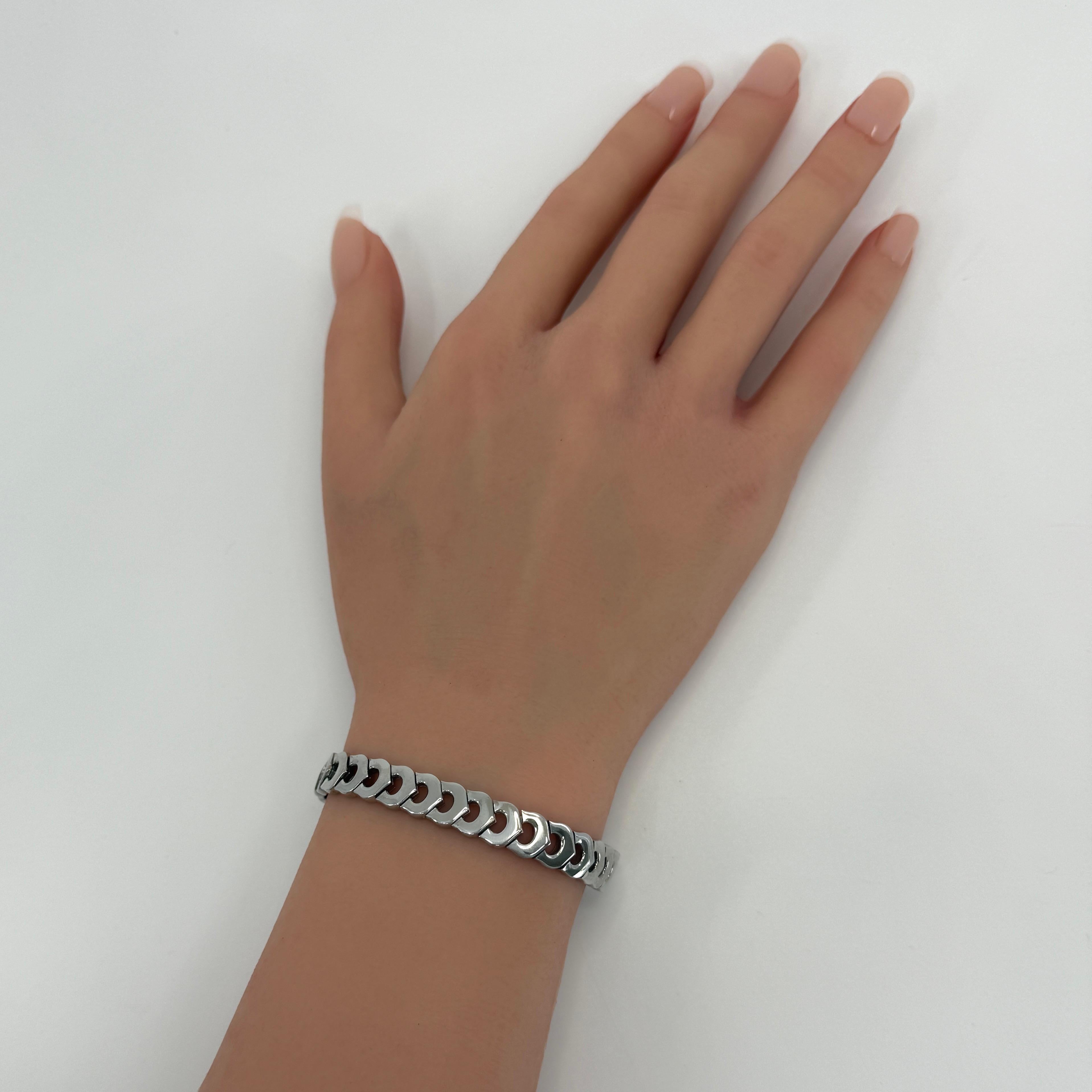 Cartier C De Cartier Bracelet vintage rare à maillons en or blanc 18 carats avec boîte et maillons en vente 6