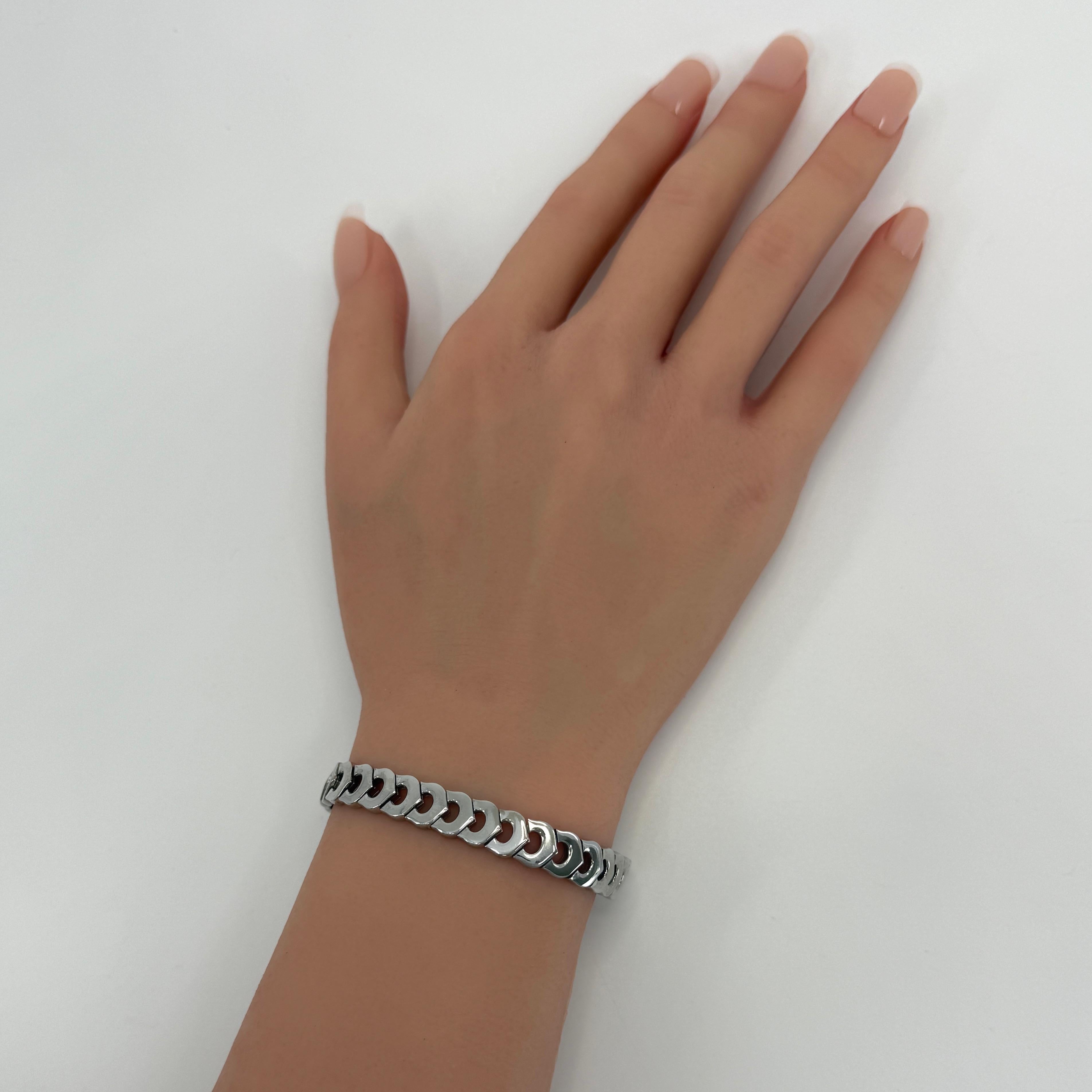 Cartier C De Cartier Bracelet vintage rare à maillons en or blanc 18 carats avec boîte et maillons Pour femmes en vente