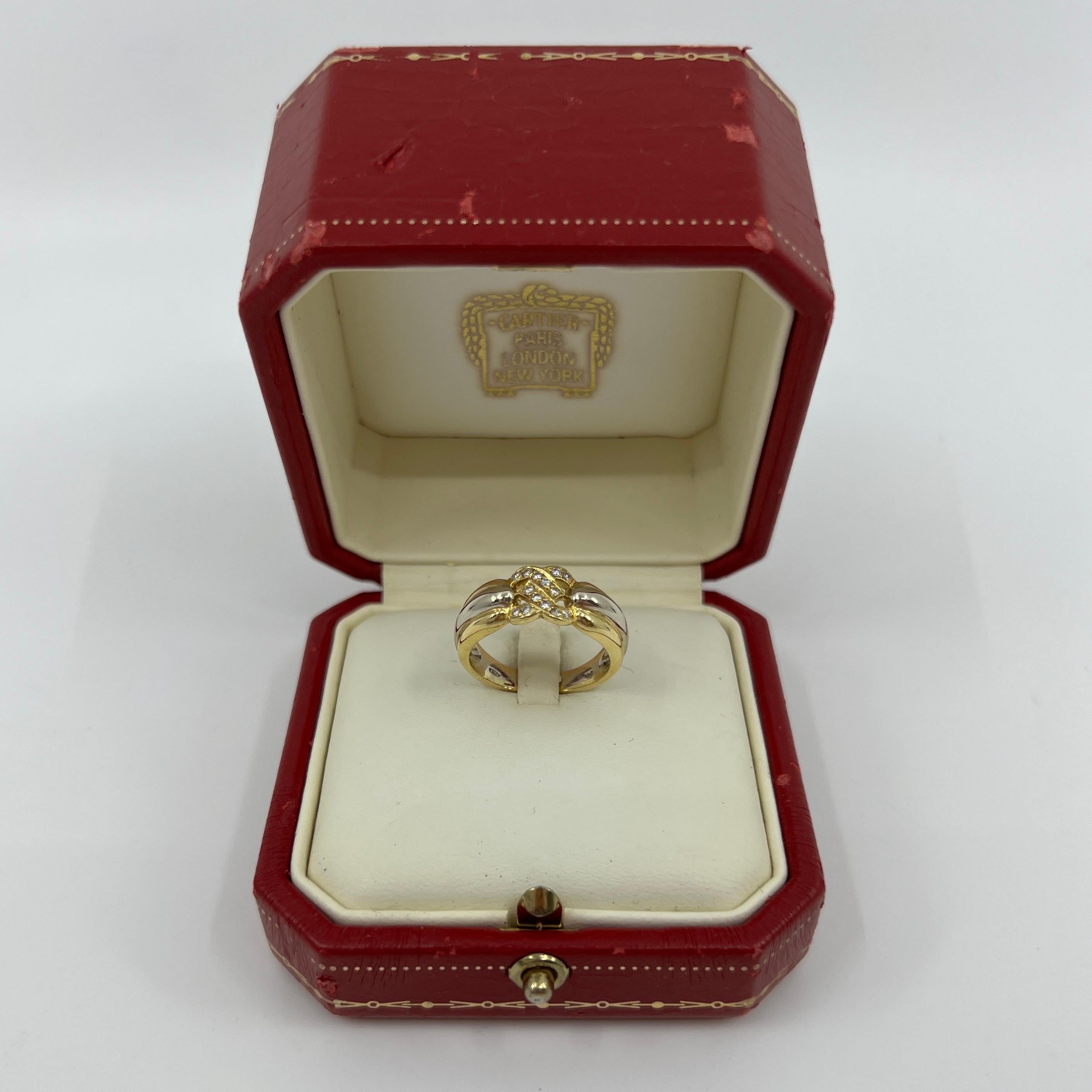 Rare Vintage Cartier C Diamond Tri Colour 18k Gold Cluster Ring with Box For Sale 1