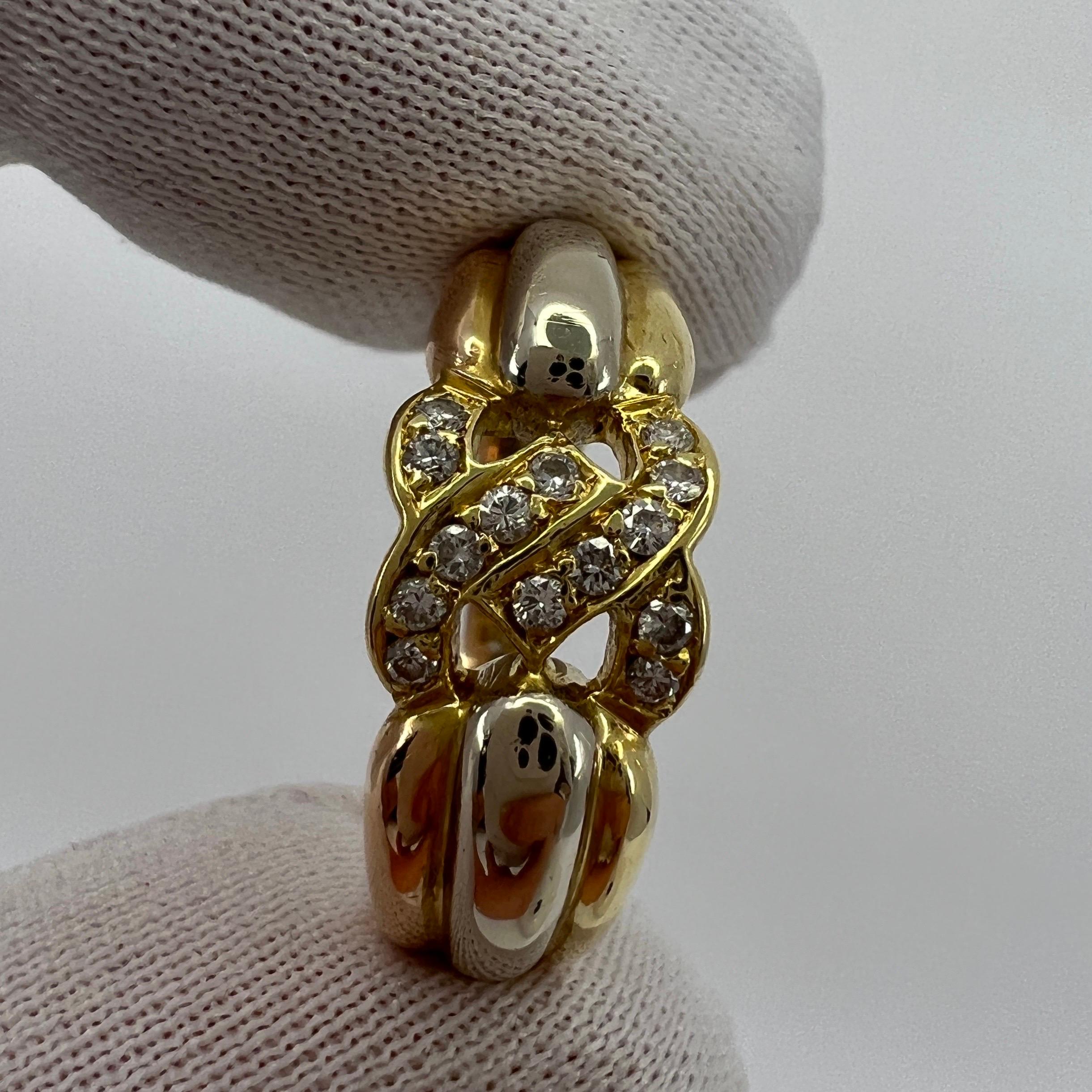 Rare Vintage Cartier C Diamond Tri Colour 18k Gold Cluster Ring with Box For Sale 2