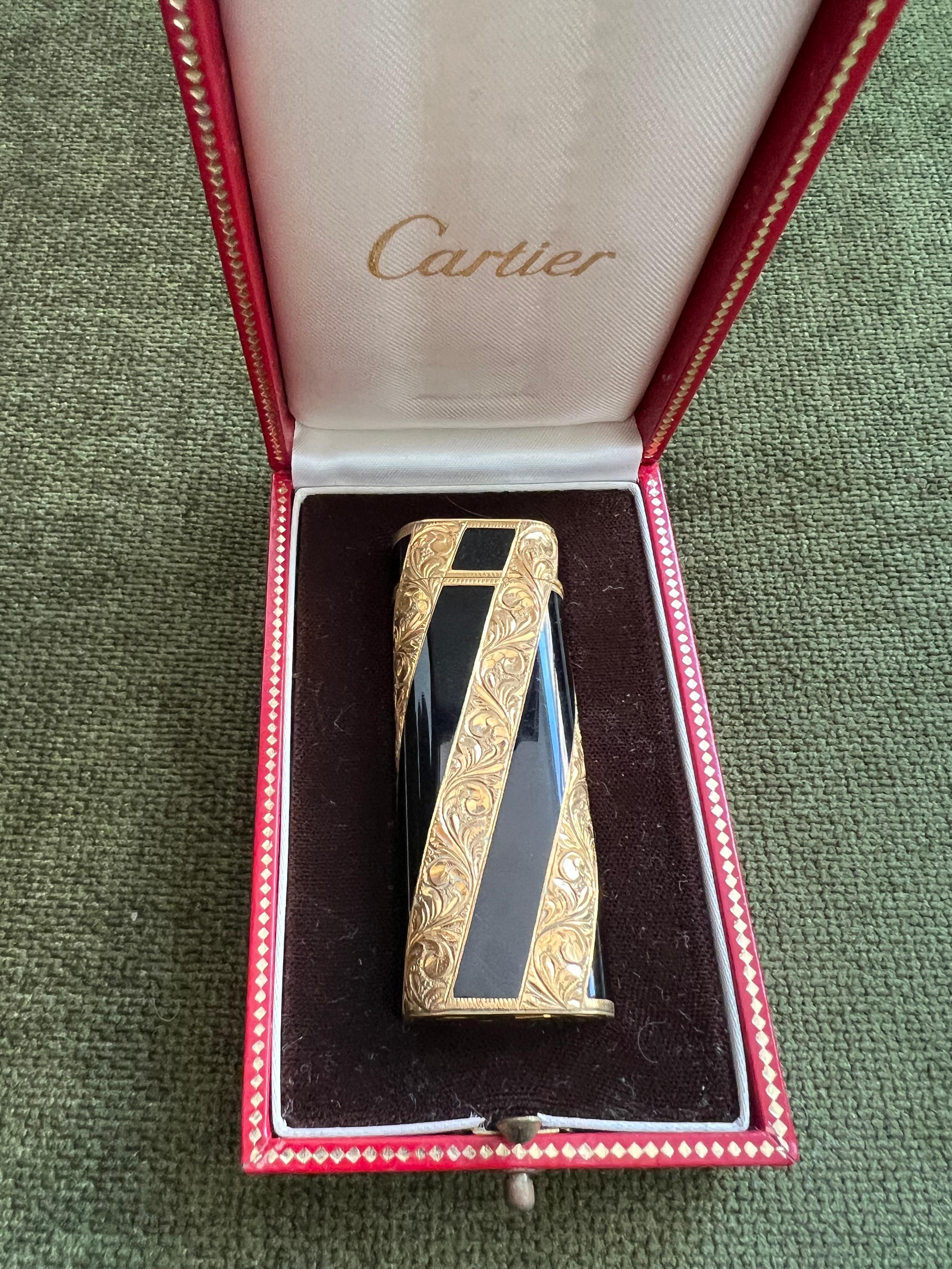 Seltene Vintage Cartier circa 1980 18k Gold und Lack 