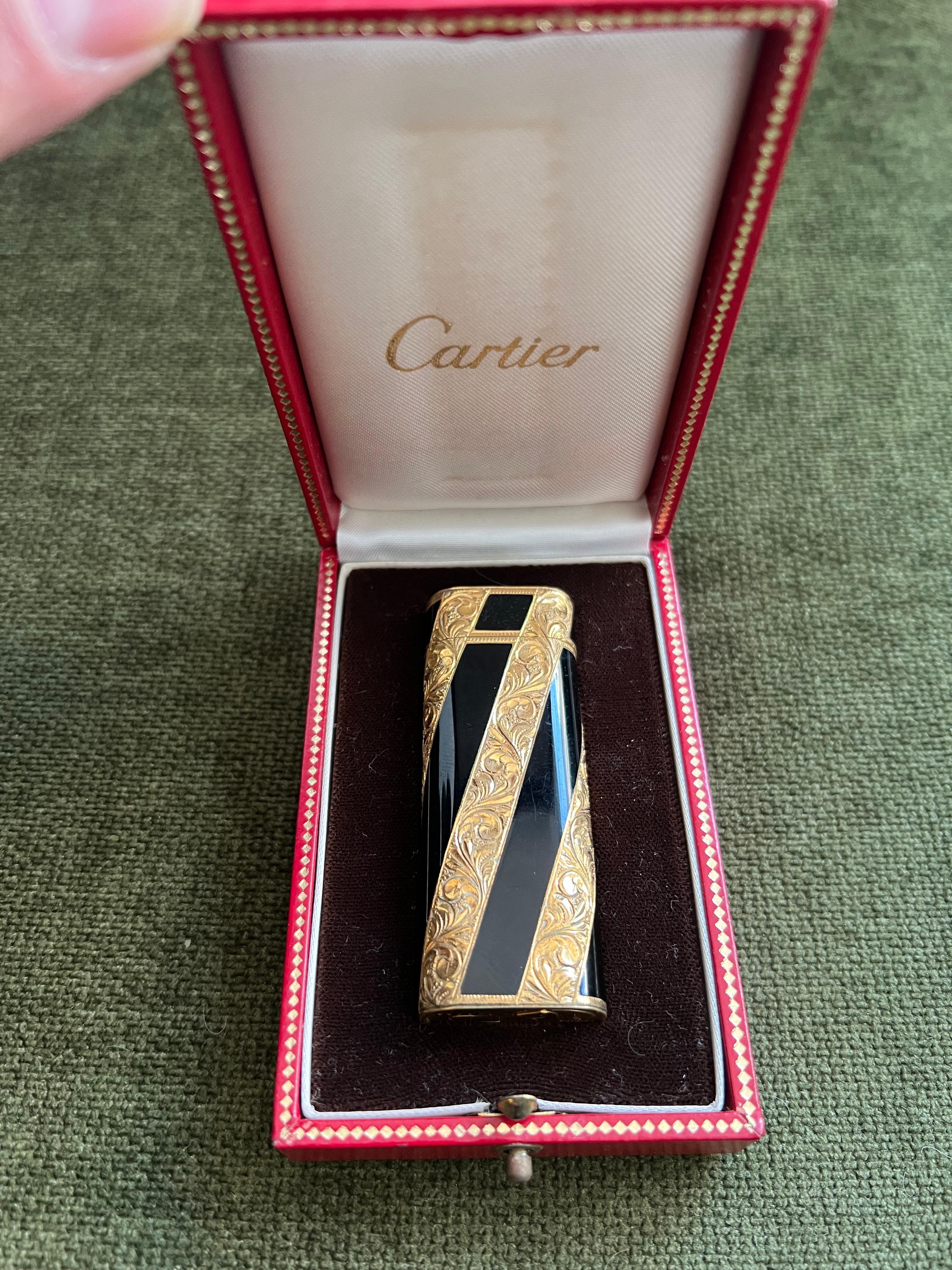 Seltene Vintage Cartier circa 1980 18k Gold und Lack 