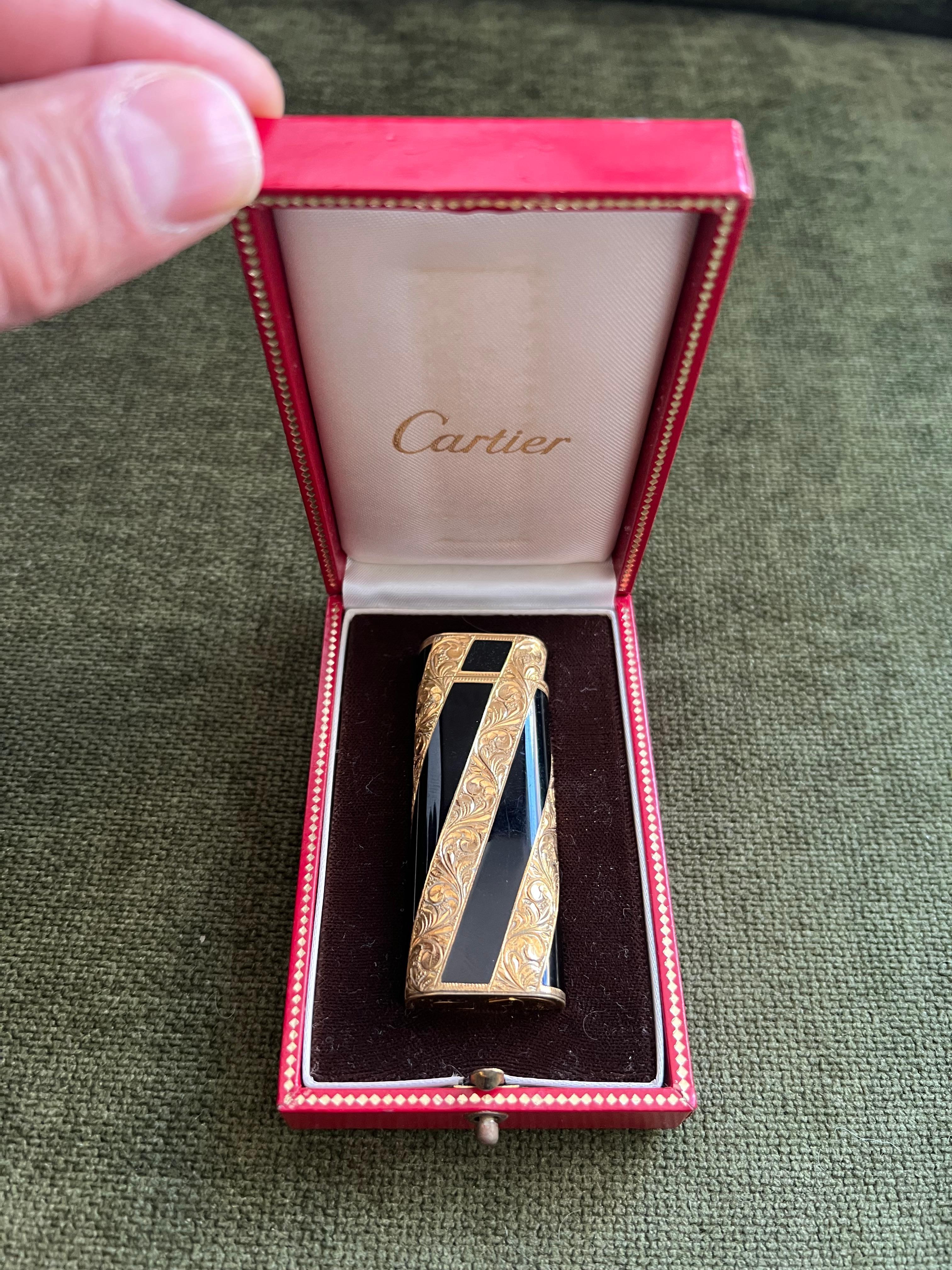 Seltene Vintage Cartier circa 1980 18k Gold und Lack 