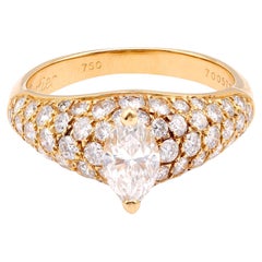 Rare Vintage Cartier Diamond 18K Yellow Gold Engagement Ring