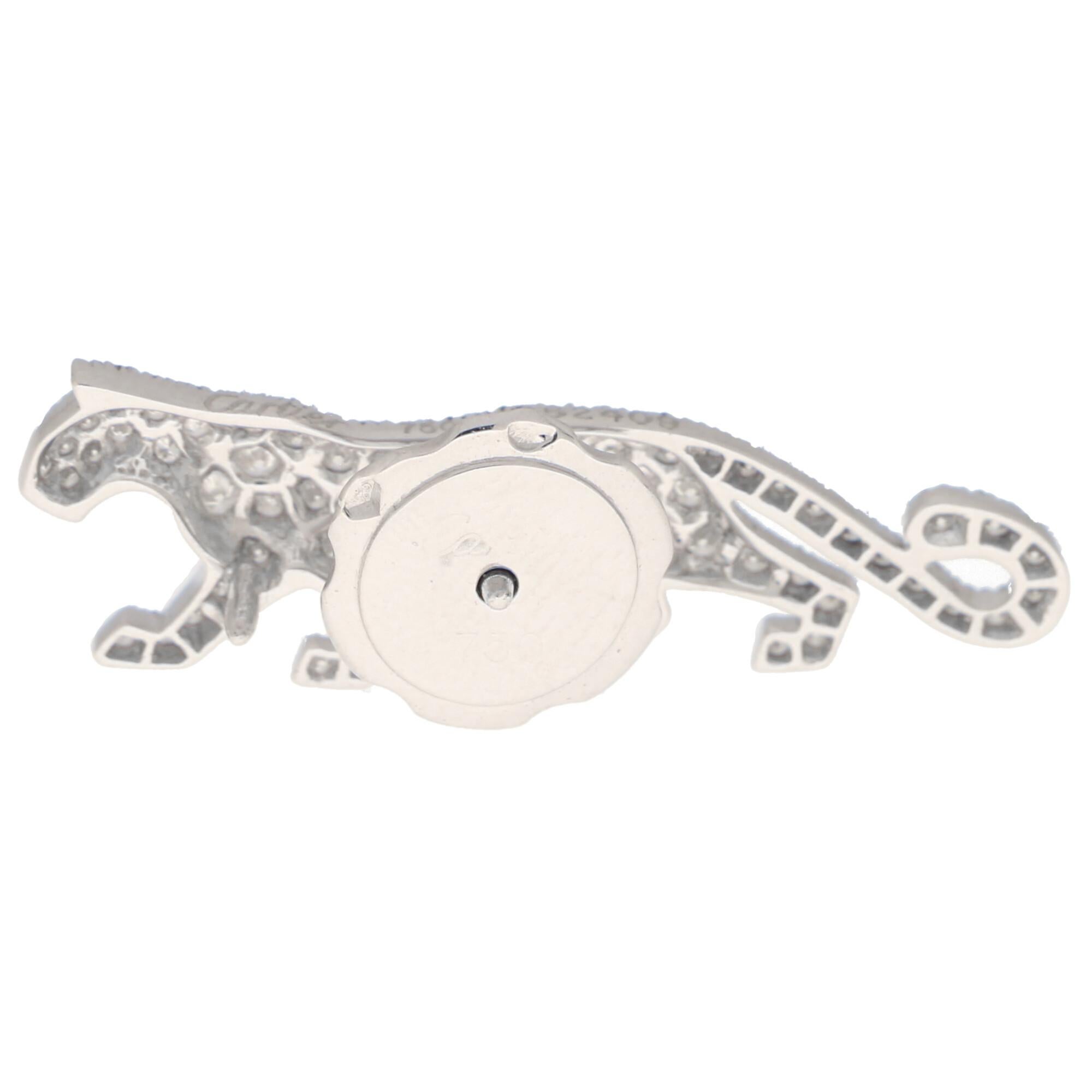 Rare Vintage Cartier Diamond Panther Pin Brooch in 18k White Gold 3