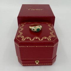 Rare Vintage Cartier Emerald & Diamond Mimi 18k Yellow Gold Oval Cabochon Ring