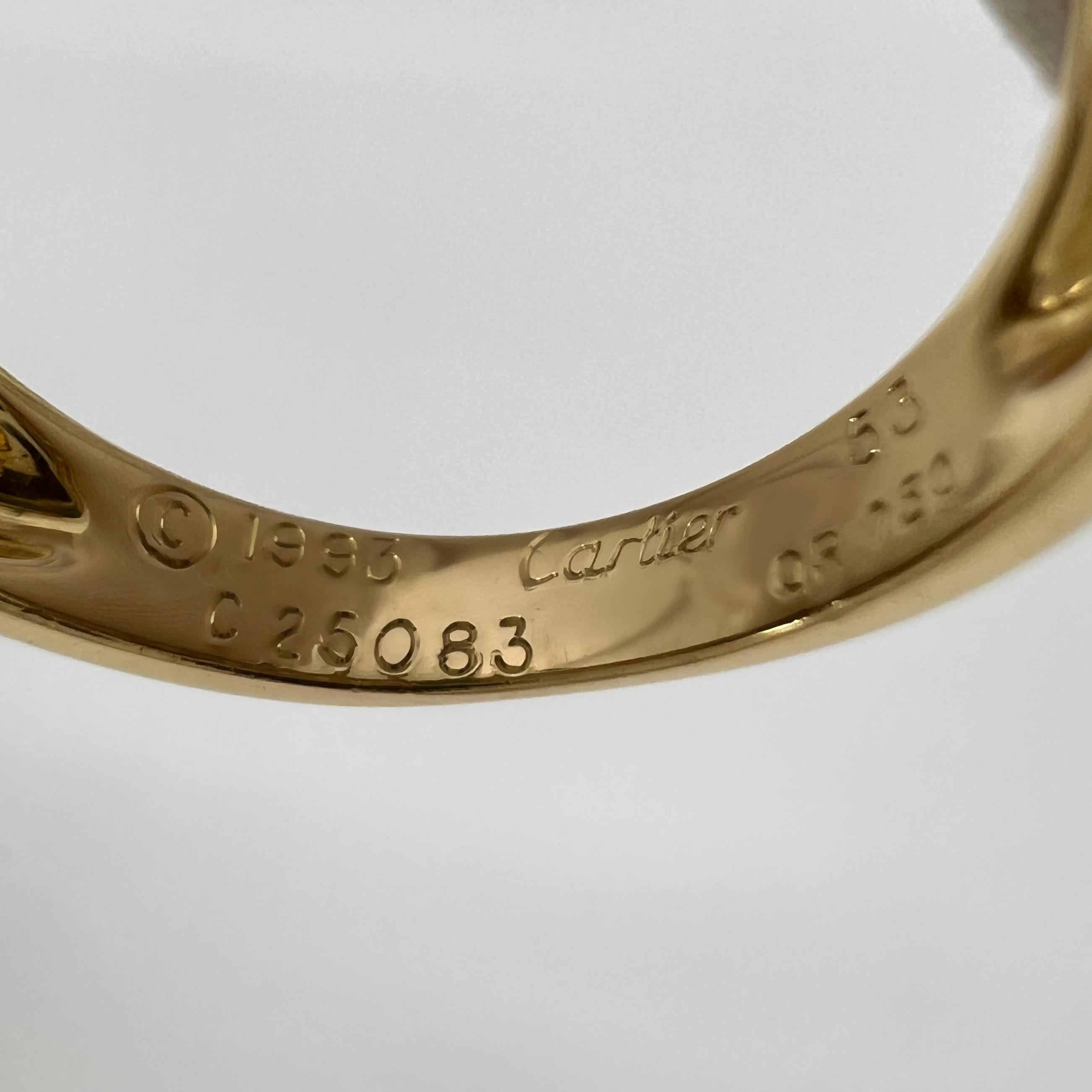 Seltener Vintage Cartier Mimi 18k Gelbgold Oval Cabochon-Ring mit Smaragd & Diamant 3