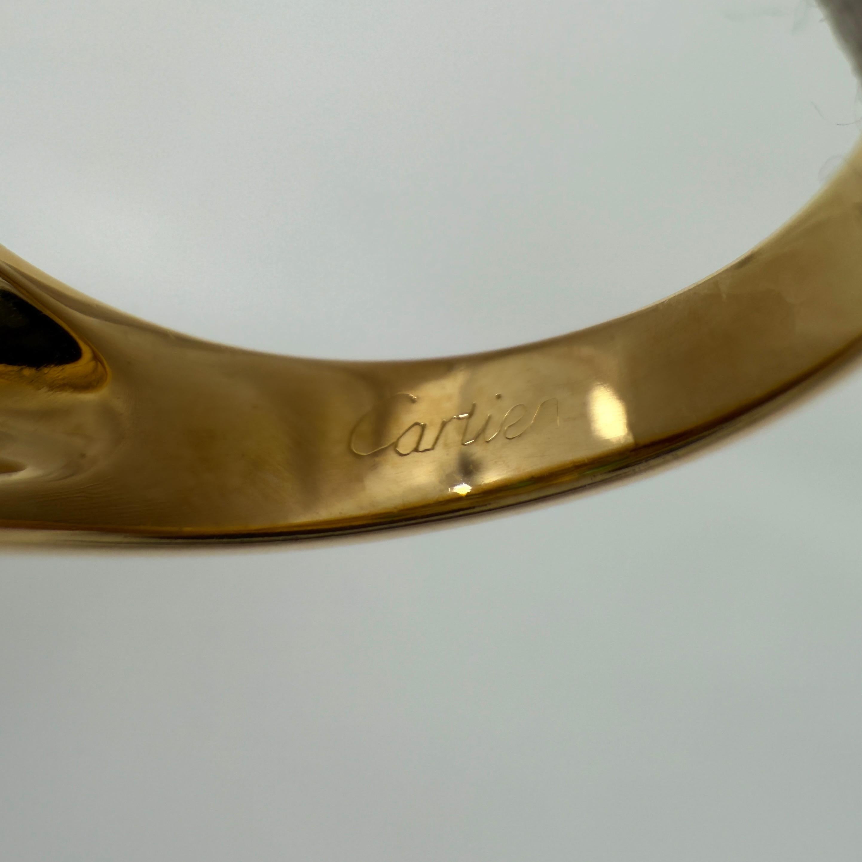 Raro Anillo Vintage Cartier Esmeralda y Diamante Mimi Cabujón Ovalado de Oro Amarillo de 18k en venta 3