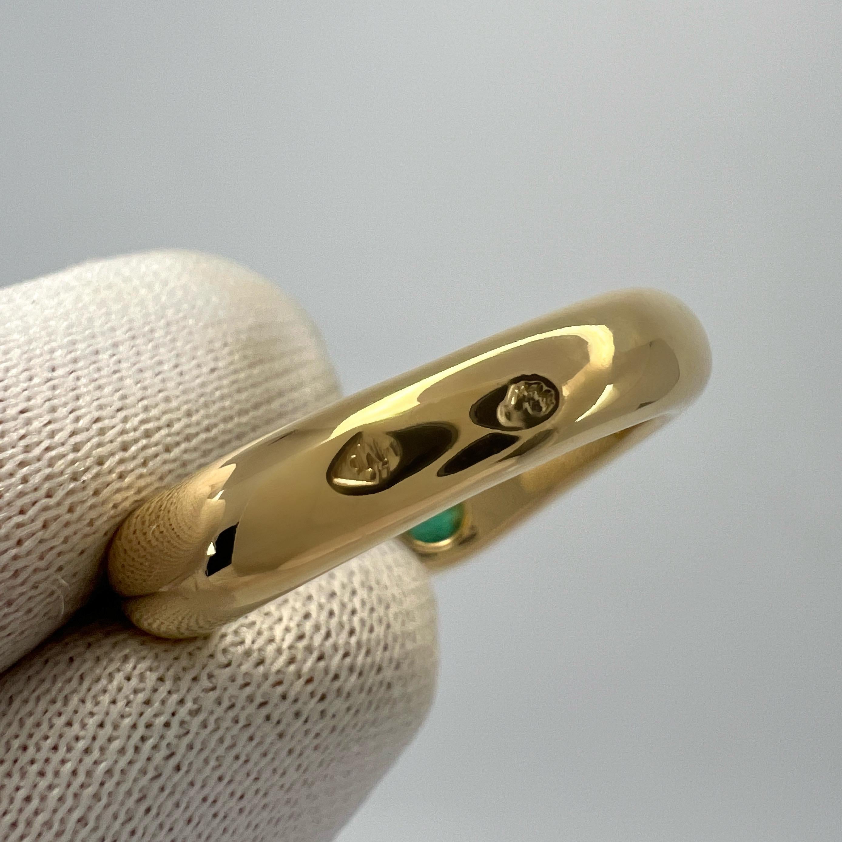 Rare Vintage Cartier Green Emerald Ellipse Oval Cut 18k Gold Bypass Split Ring 6