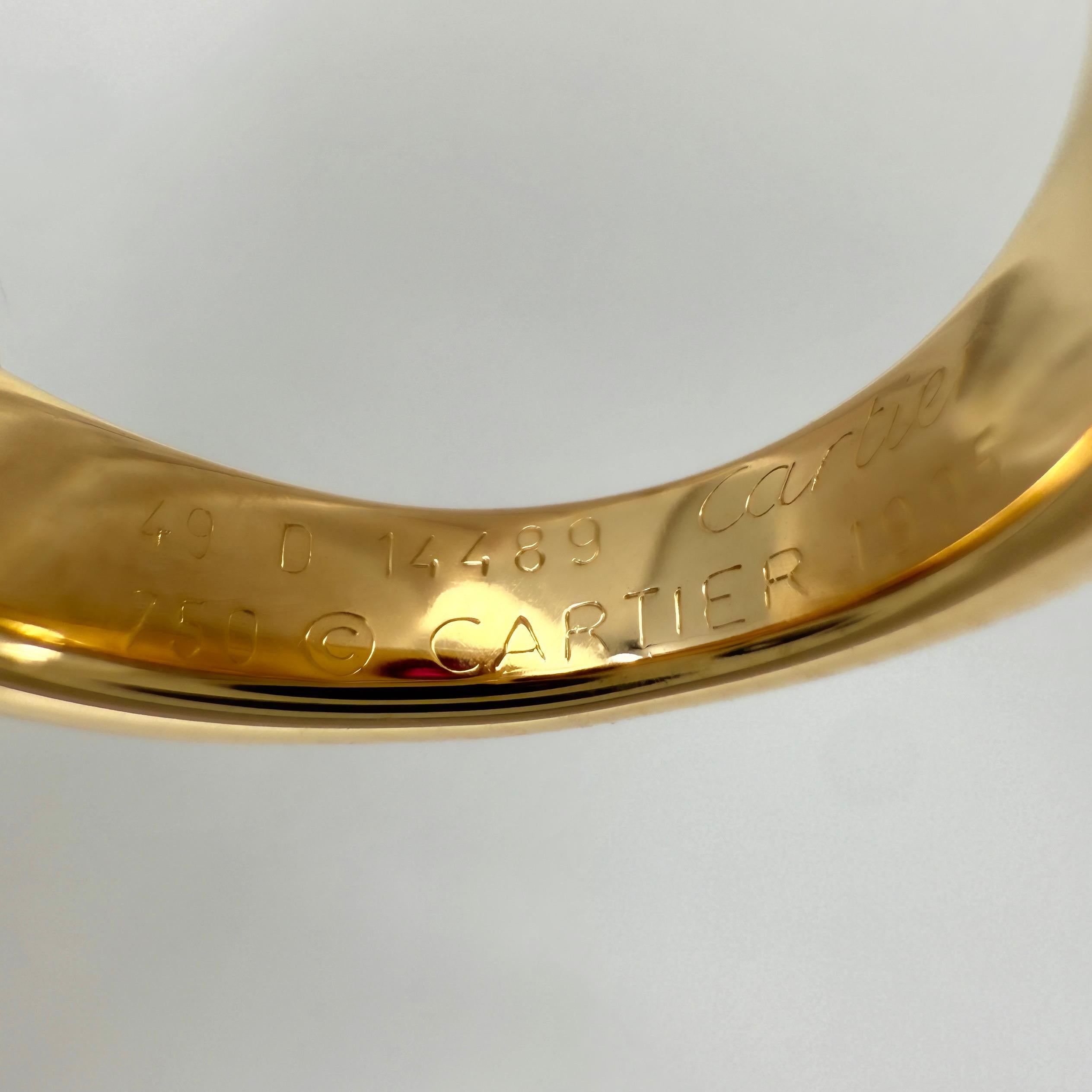 Rare Vintage Cartier Large Red Ruby Ellipse Oval Cut 18k Gold Bypass Split Ring For Sale 3