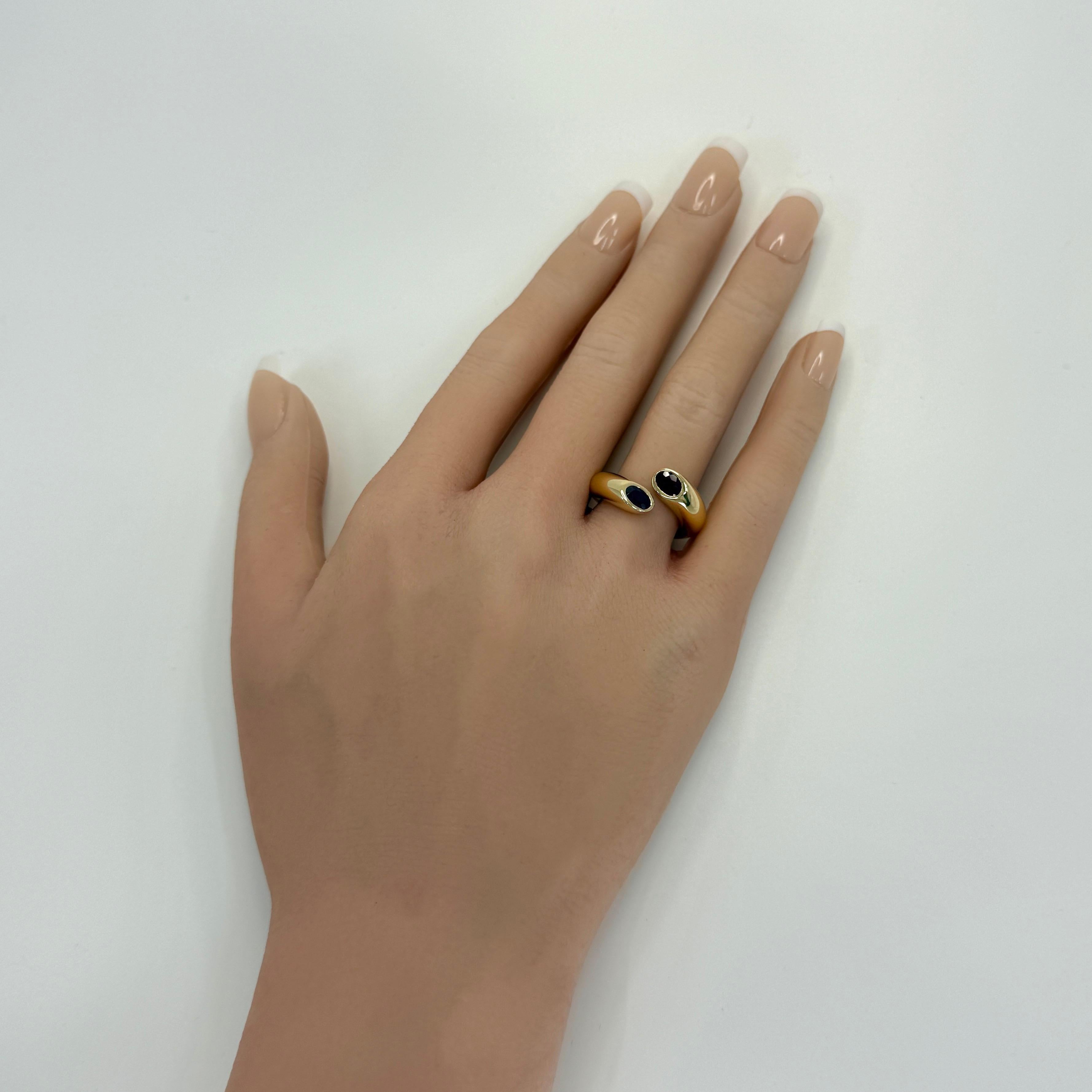 Rare Vintage Cartier Large Red Ruby Ellipse Oval Cut 18k Gold Bypass Split Ring For Sale 5