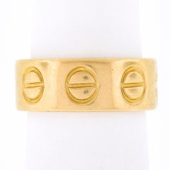 Rare Vintage Cartier Love 18k Yellow Gold 7mm Wide Stack Wedding Band Ring Sz 5