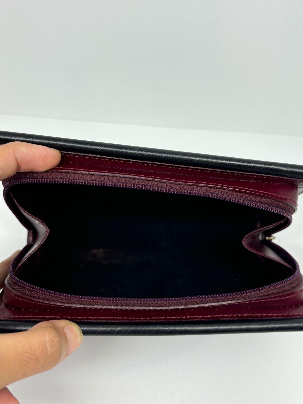 Rare Vintage Cartier Mini Trinity Black Leather Zip Metal Handle Purse For Sale 6