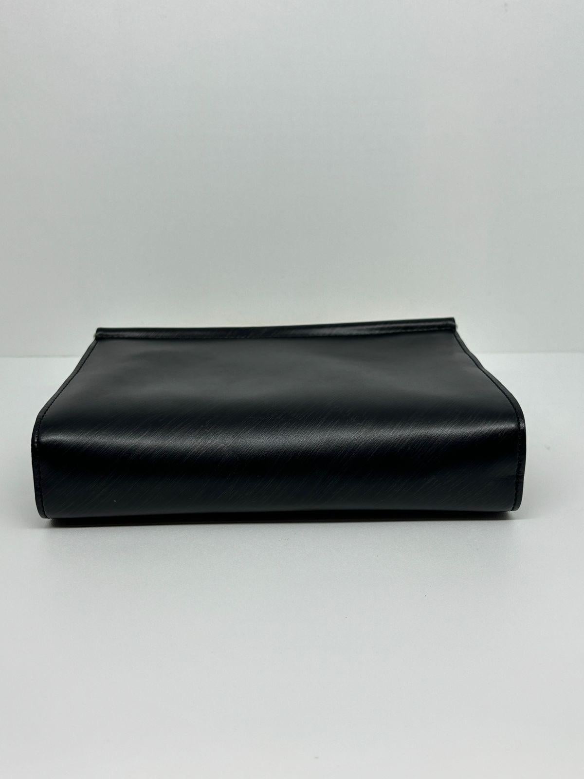 Women's or Men's Rare Vintage Cartier Mini Trinity Black Leather Zip Metal Handle Purse For Sale