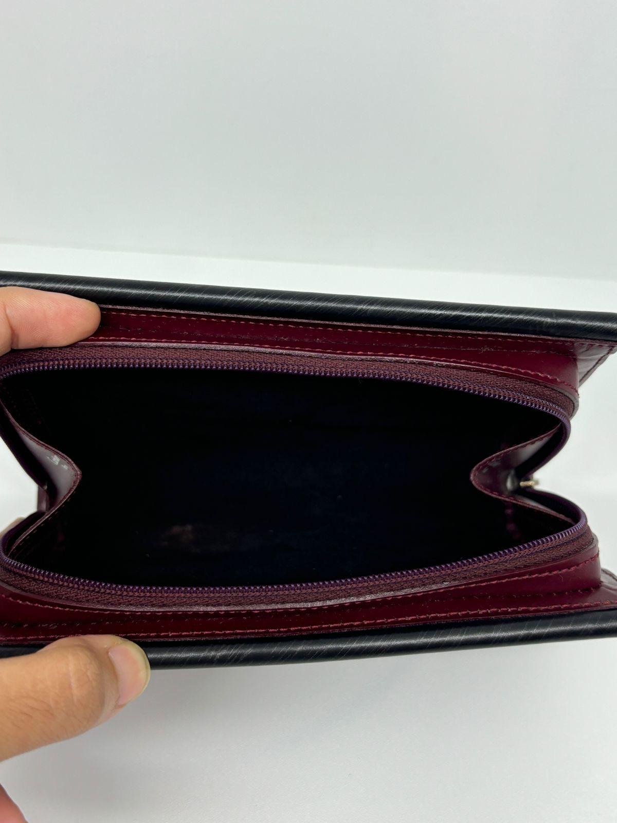 Rare Vintage Cartier Mini Trinity Black Leather Zip Metal Handle Purse For Sale 2