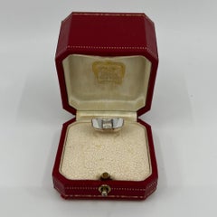 Rare Vintage Cartier Moonstone Square Cushion Cut 18k White Gold Tank Ring 53
