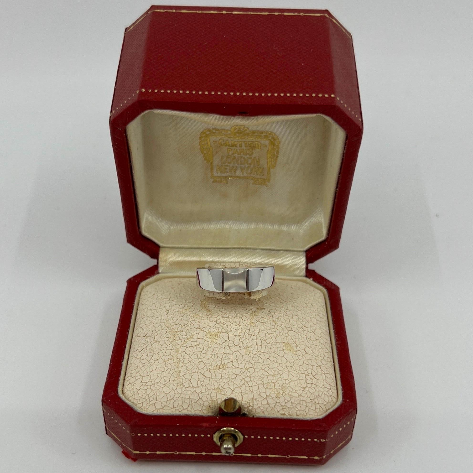 Rare Vintage Cartier Moonstone Square Cushion Cut 18k White Gold Tank Ring 53 3