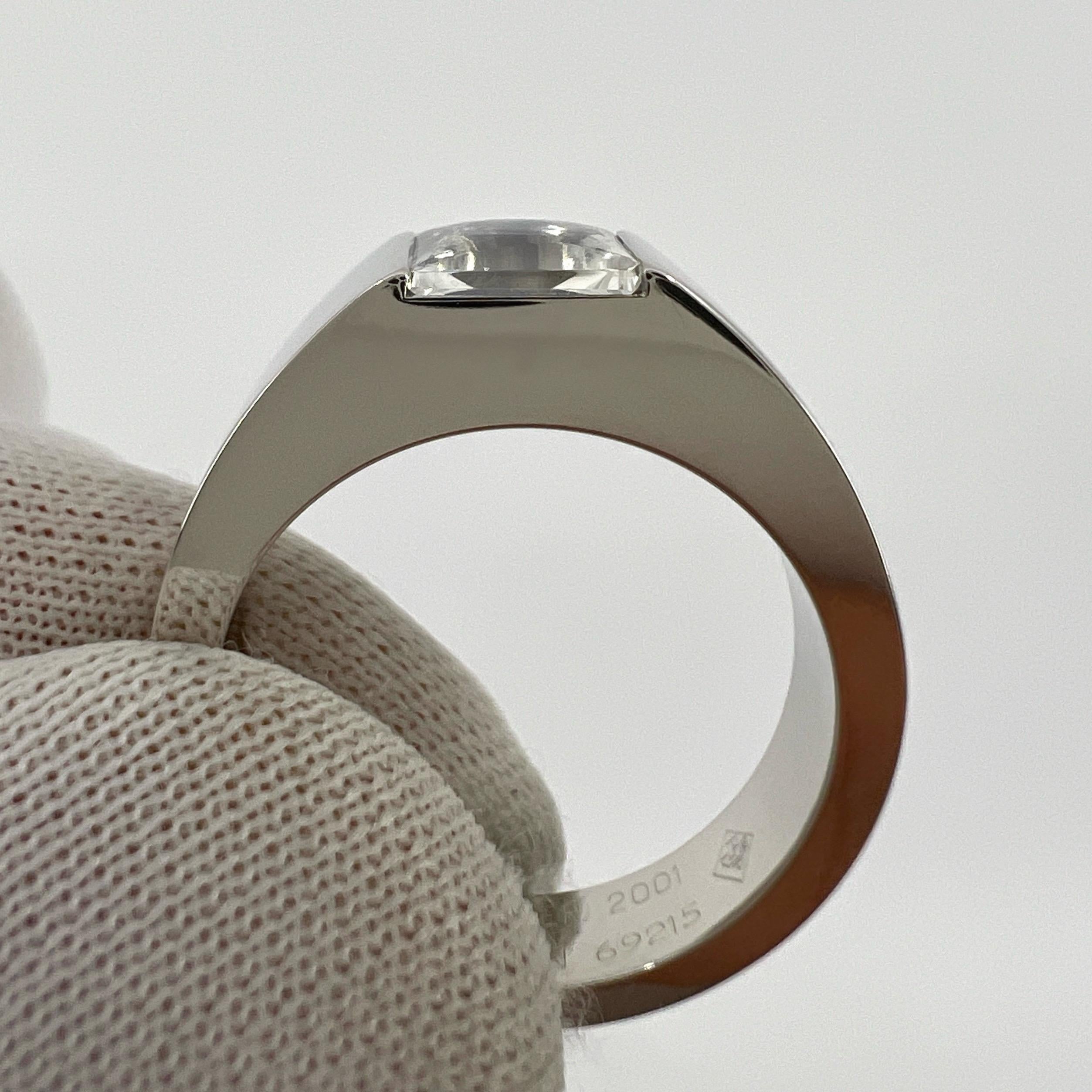 Rare Vintage Cartier Moonstone Square Cushion Cut 18k White Gold Tank Ring 5.5 2