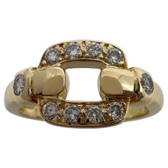 Rare Vintage Cartier Nymphea Diamond Buckle 18k Yellow Gold Cluster Ring EU50