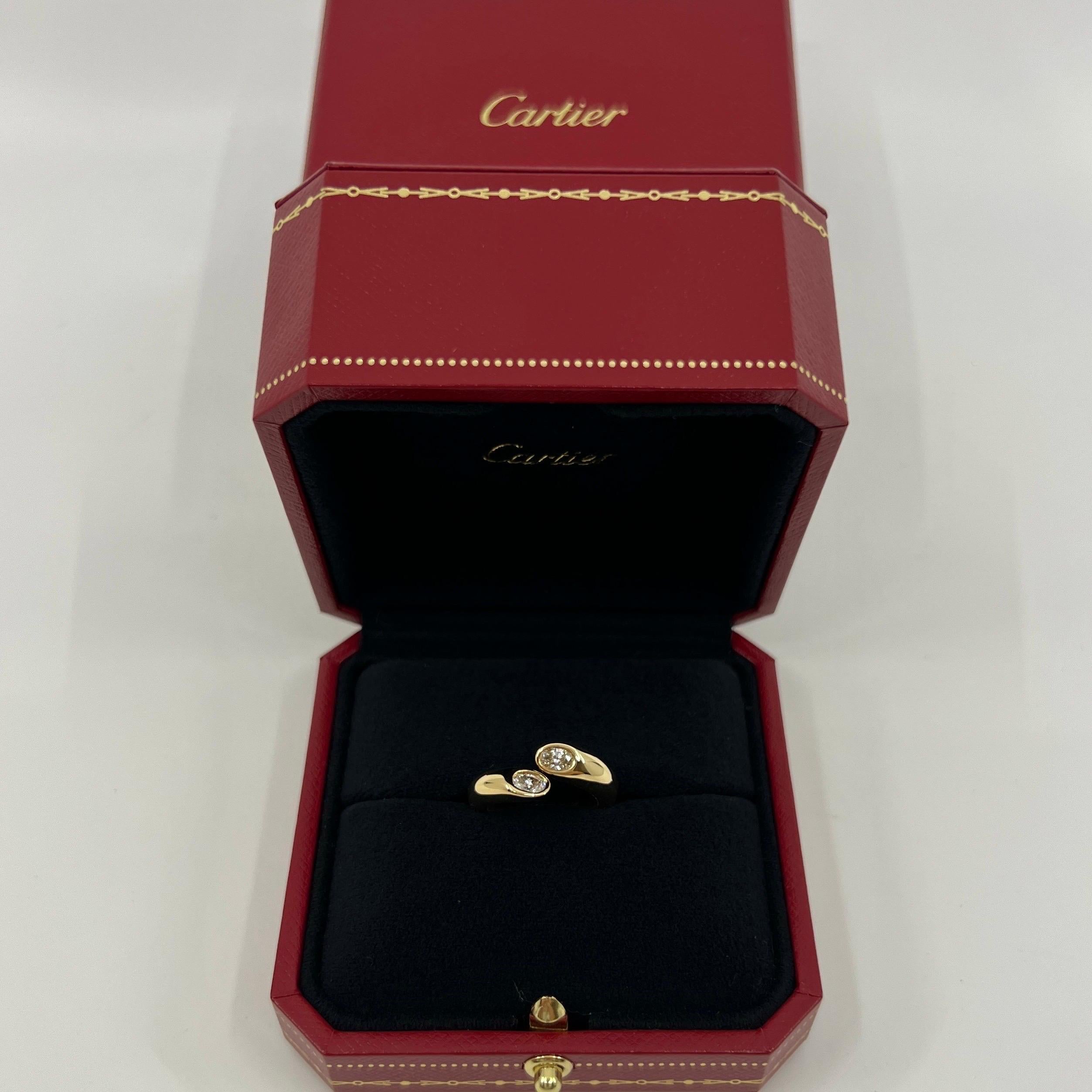 Seltener Vintage Cartier Ovalschliff Diamant Ellipsen 18k Gold Bypass geteilter Ring US5 6