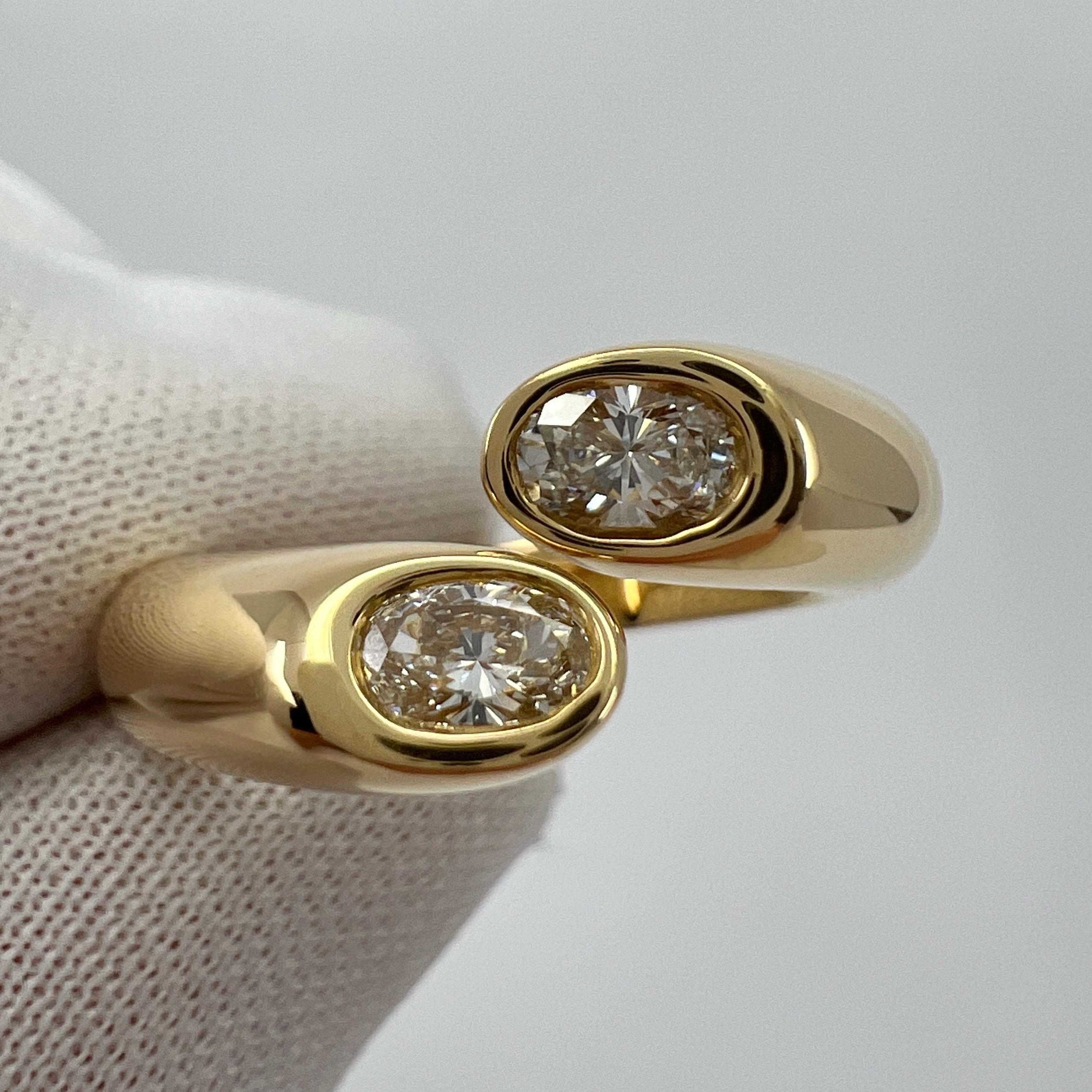 Cartier rare bague vintage fendue Ellipse en or 18 carats avec diamants taille ovale taille US 5 4