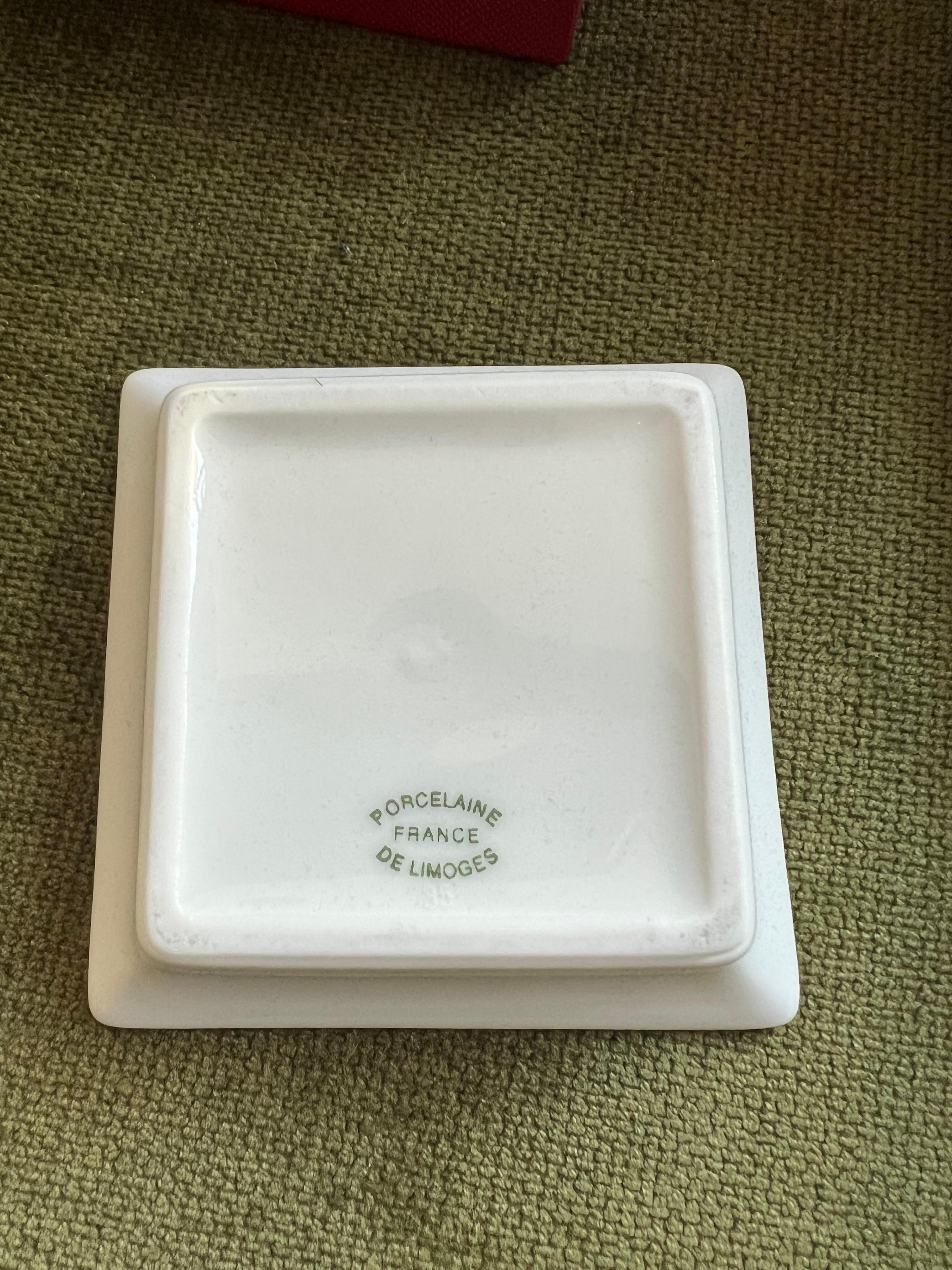 Rare Vintage Cartier Panthere Porcelain Limoges Ashtray Mini Tray In Case 1