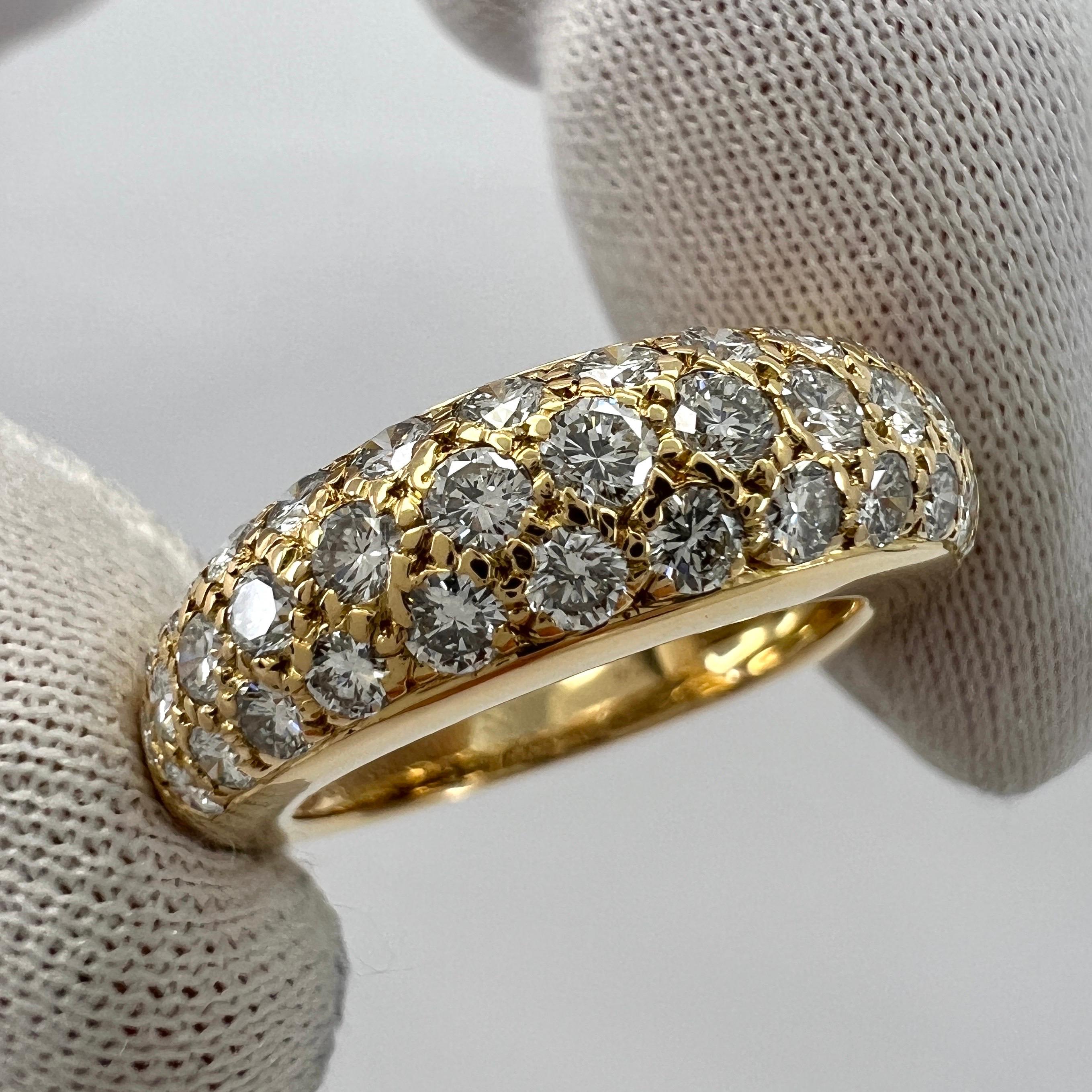 Rare Vintage Cartier Pavé Diamond 18k Yellow Gold Band Dome Ring 49 en vente 6