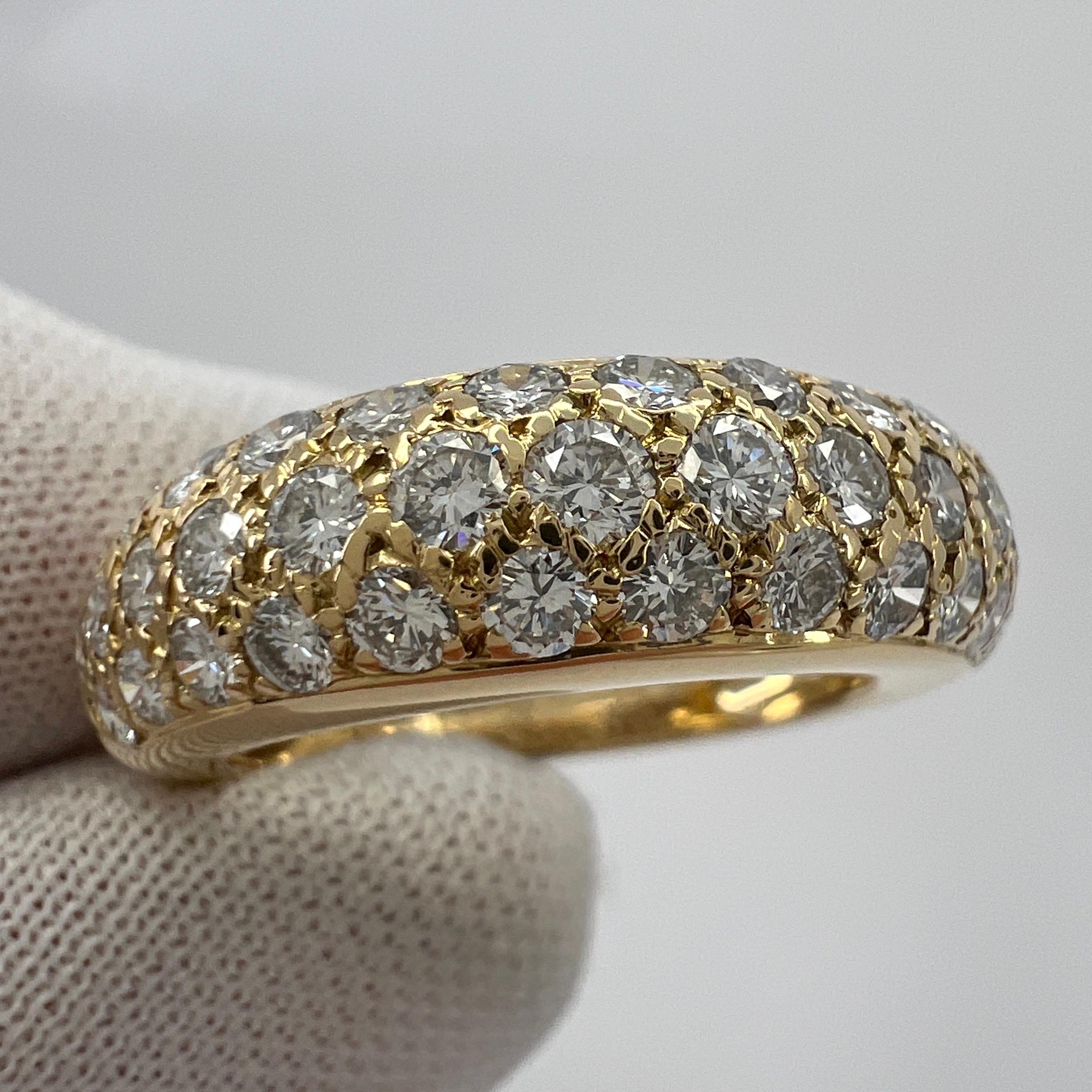 Rare Vintage Cartier Pavé Diamond 18k Yellow Gold Band Dome Ring 49 en vente 7