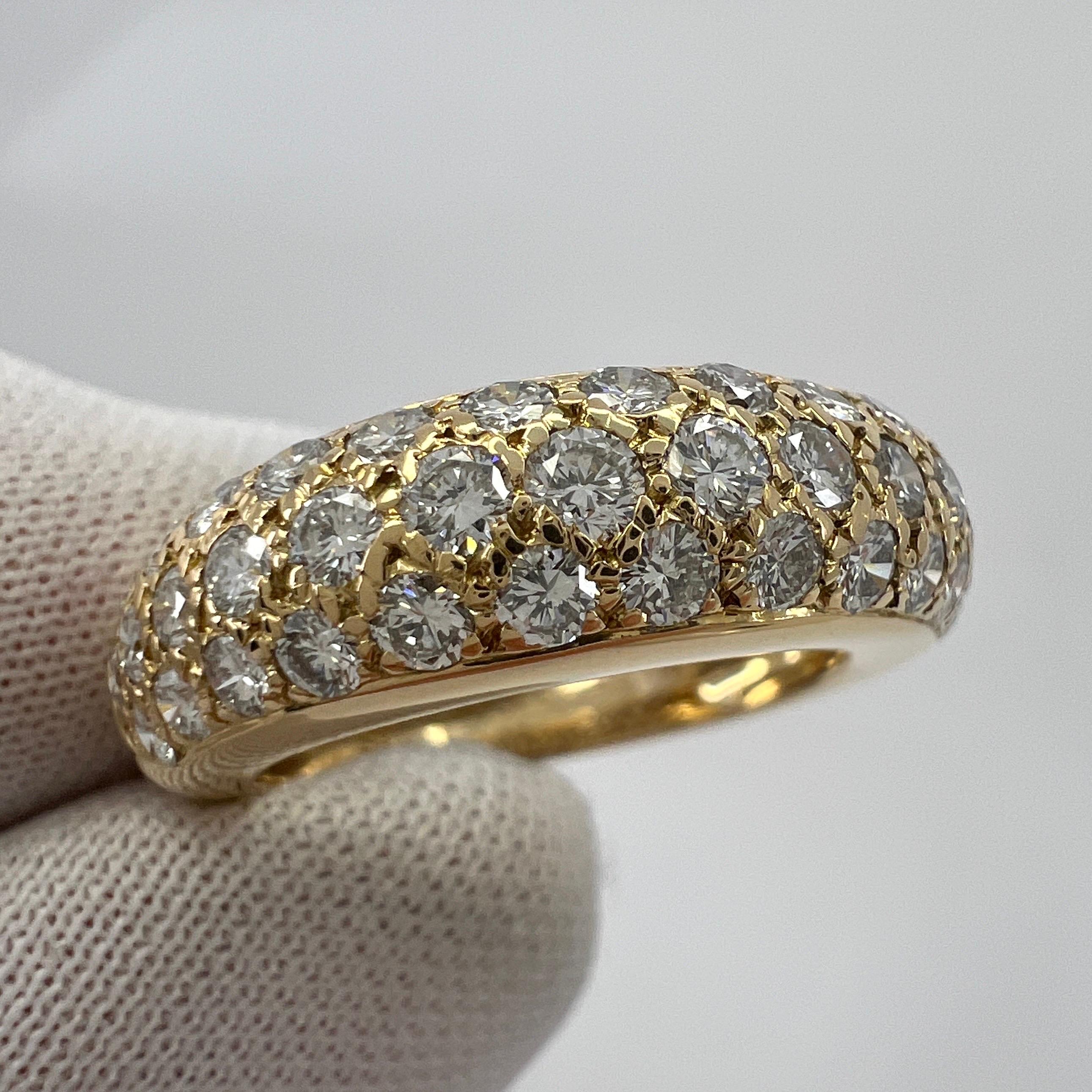 Women's or Men's Rare Vintage Cartier Pavé Diamond 18k Yellow Gold Band Dome Ring 49 For Sale